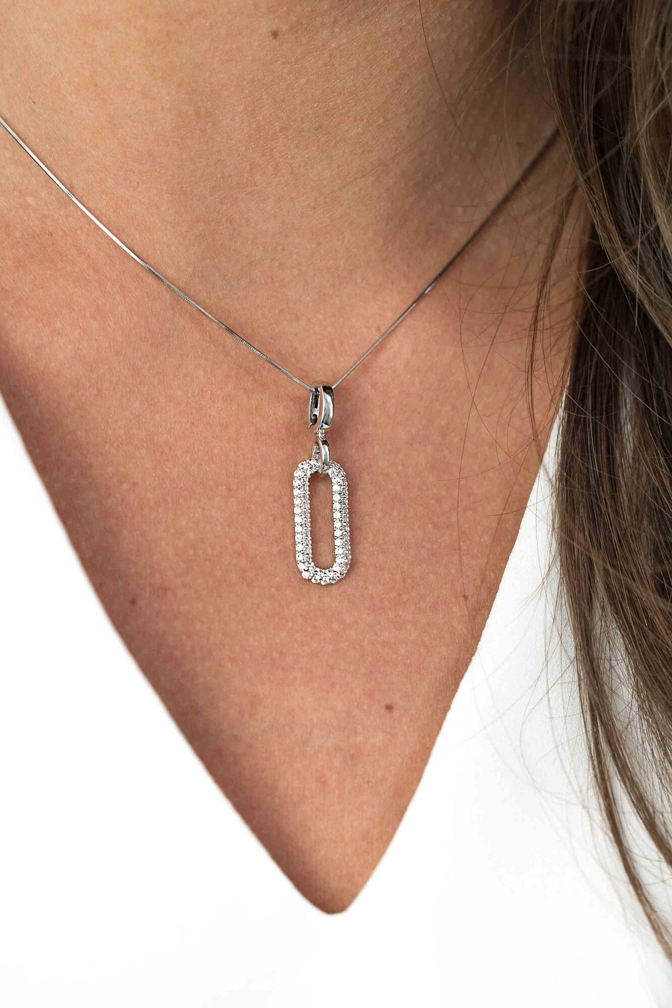 ZINZI silberner Luxus Anhänger oval weiß 32mm ZIH1894