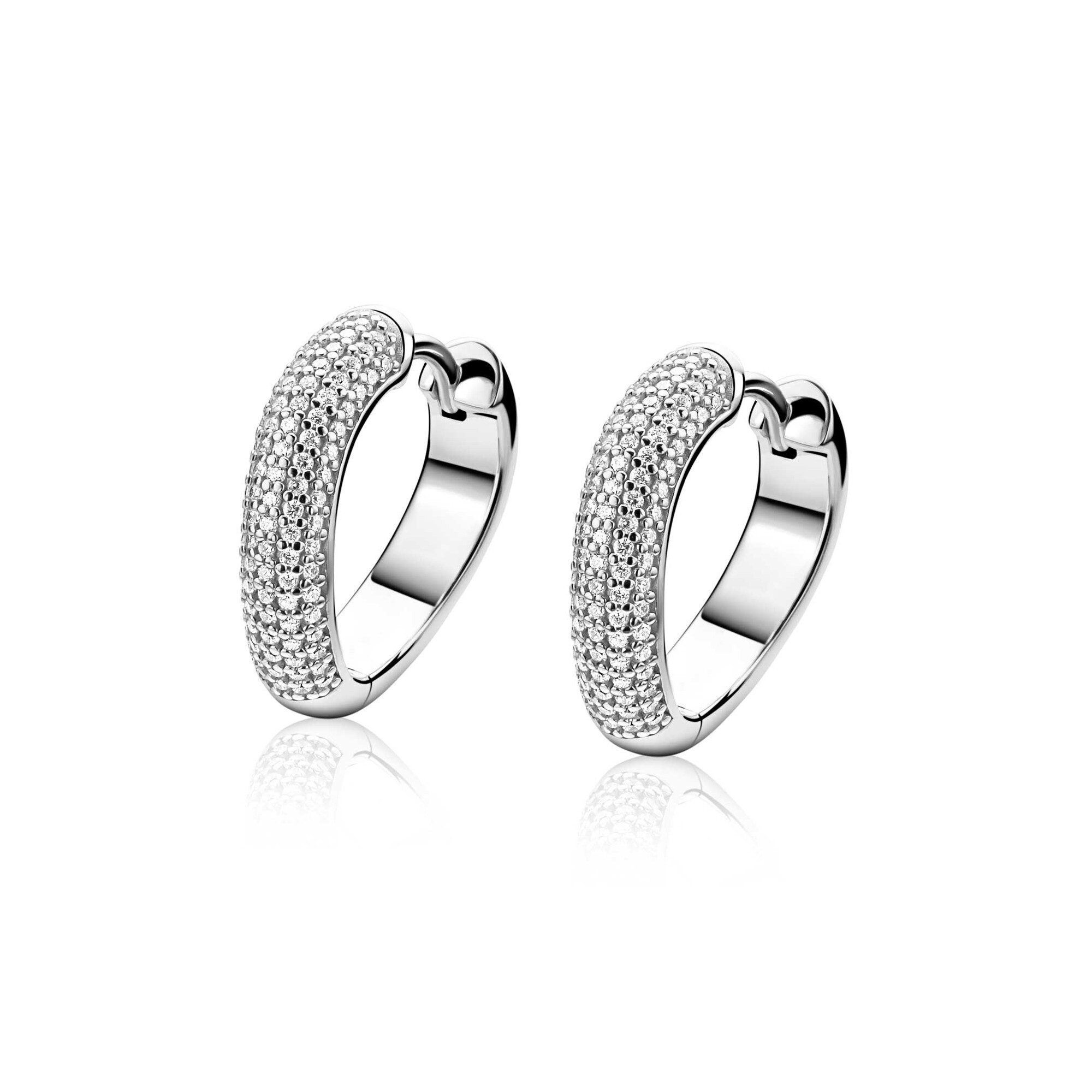 ZINZI zlv. oorringen golfvorm zirc. pave gezet 17x4