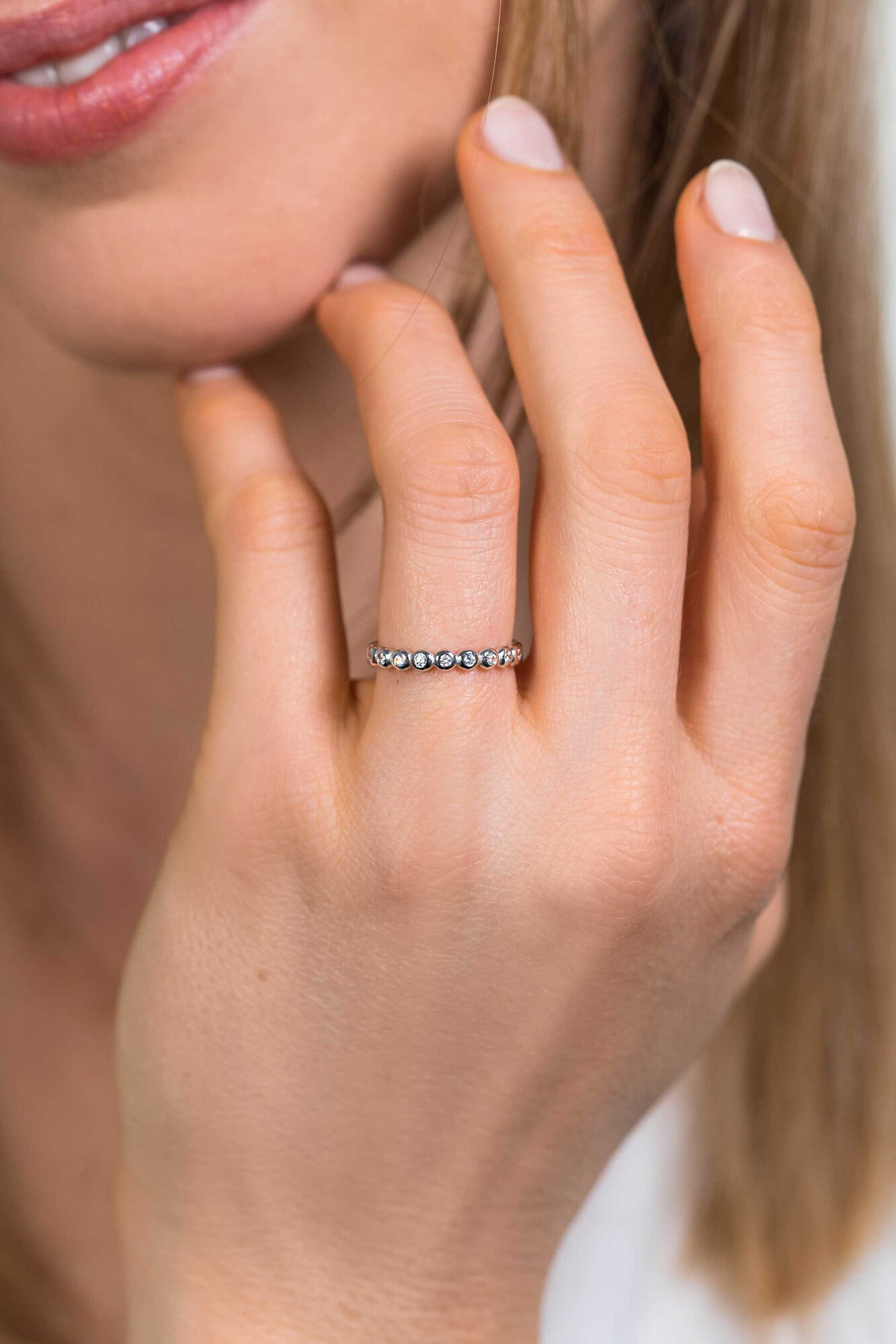 ZINZI silberner Ansteckring runder weißer Zirkonia ZIR1981