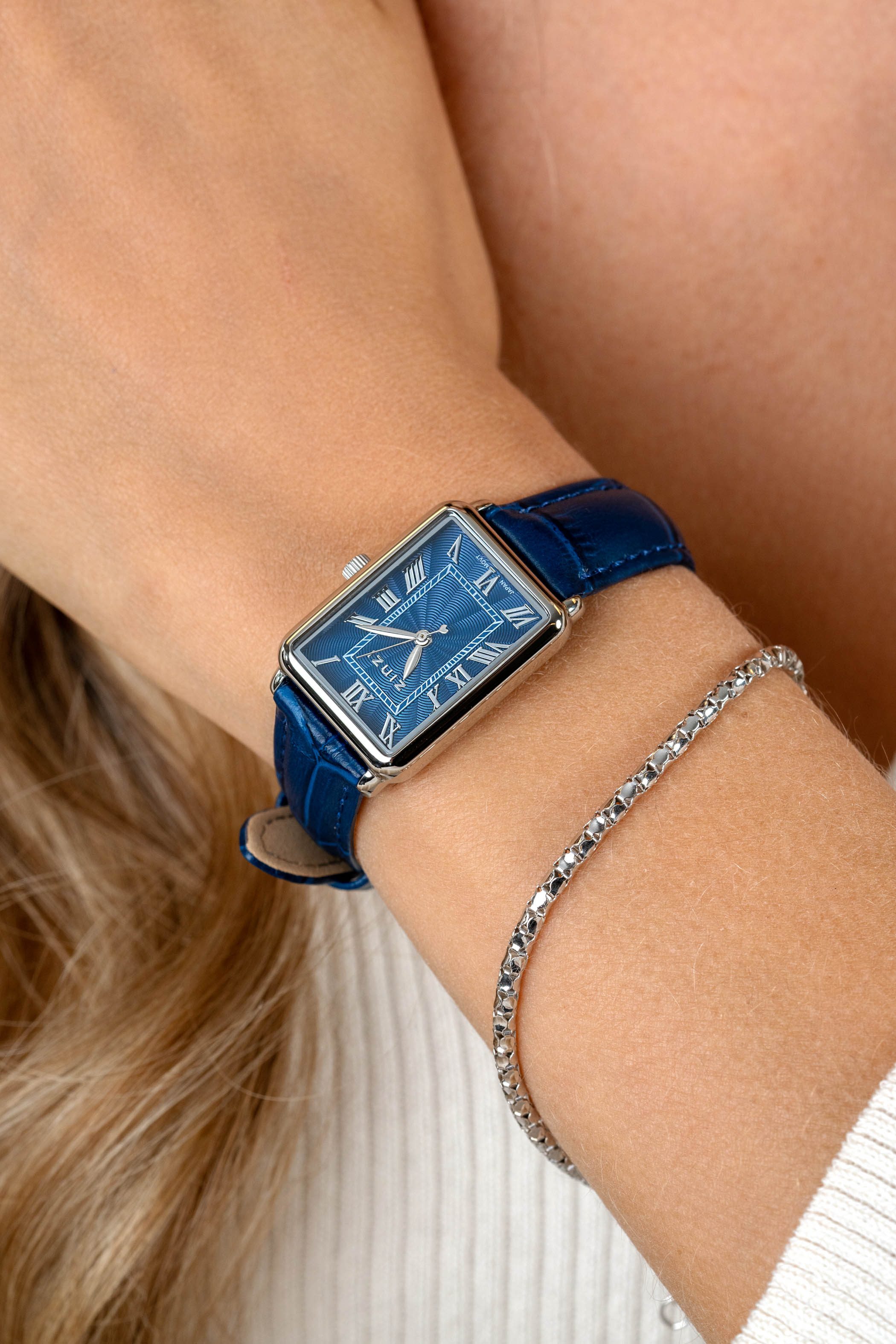Zinzi Elegance horloge 28mm blauwe w.plaat en leren band