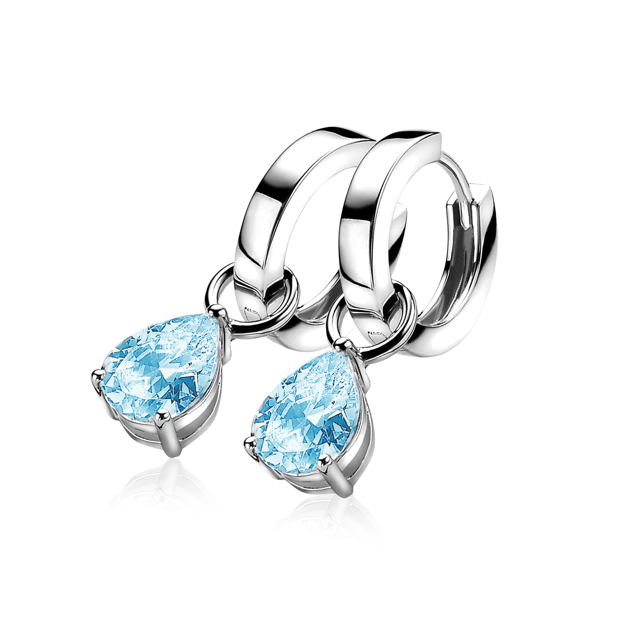 ZINZI silberne Ohrhänger birnenförmig blau ZICH1302B