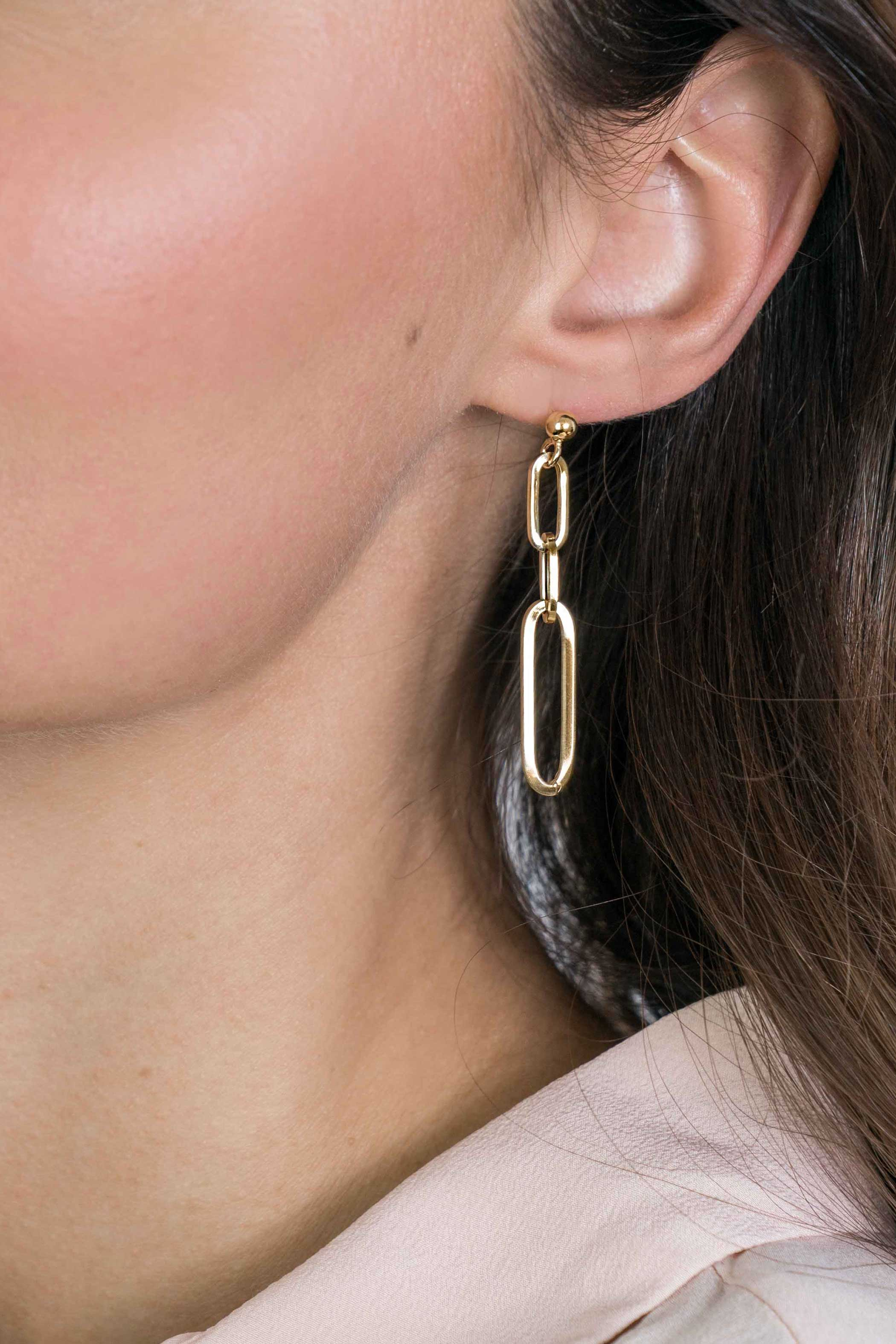 ZINZI silberne Ohrhänger 45mm in 14K gelb vergoldet mit ovalen closed for ever Glieder ZIO1990G