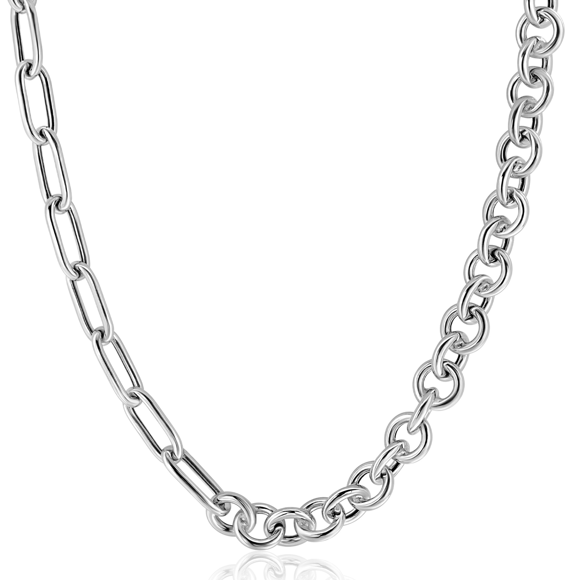 ZINZI zlv. collier half jass/paperclip schakels 45cm