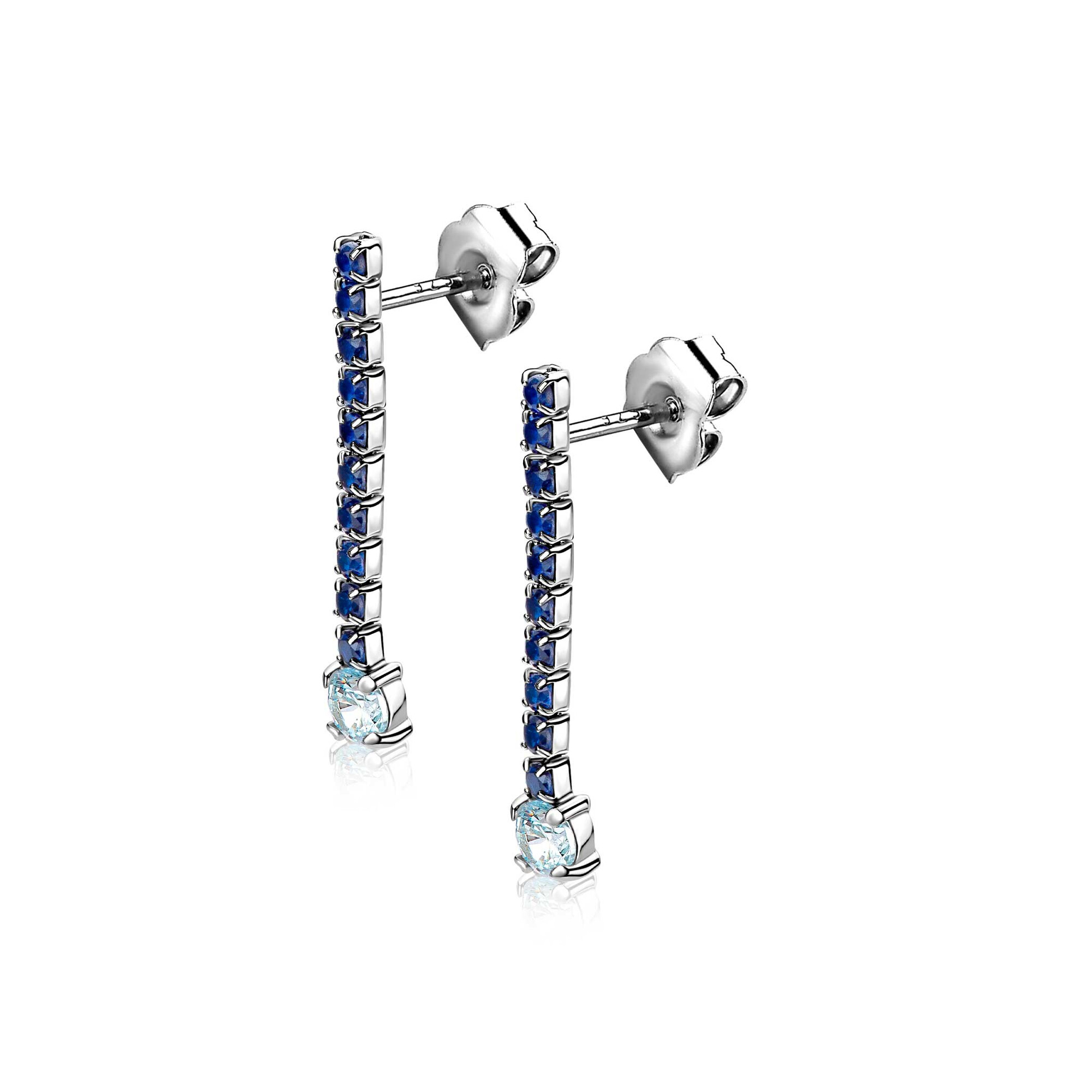 ZINZI zlv. oorstekers rijzetting blauw/lichtbl. 26.5mm