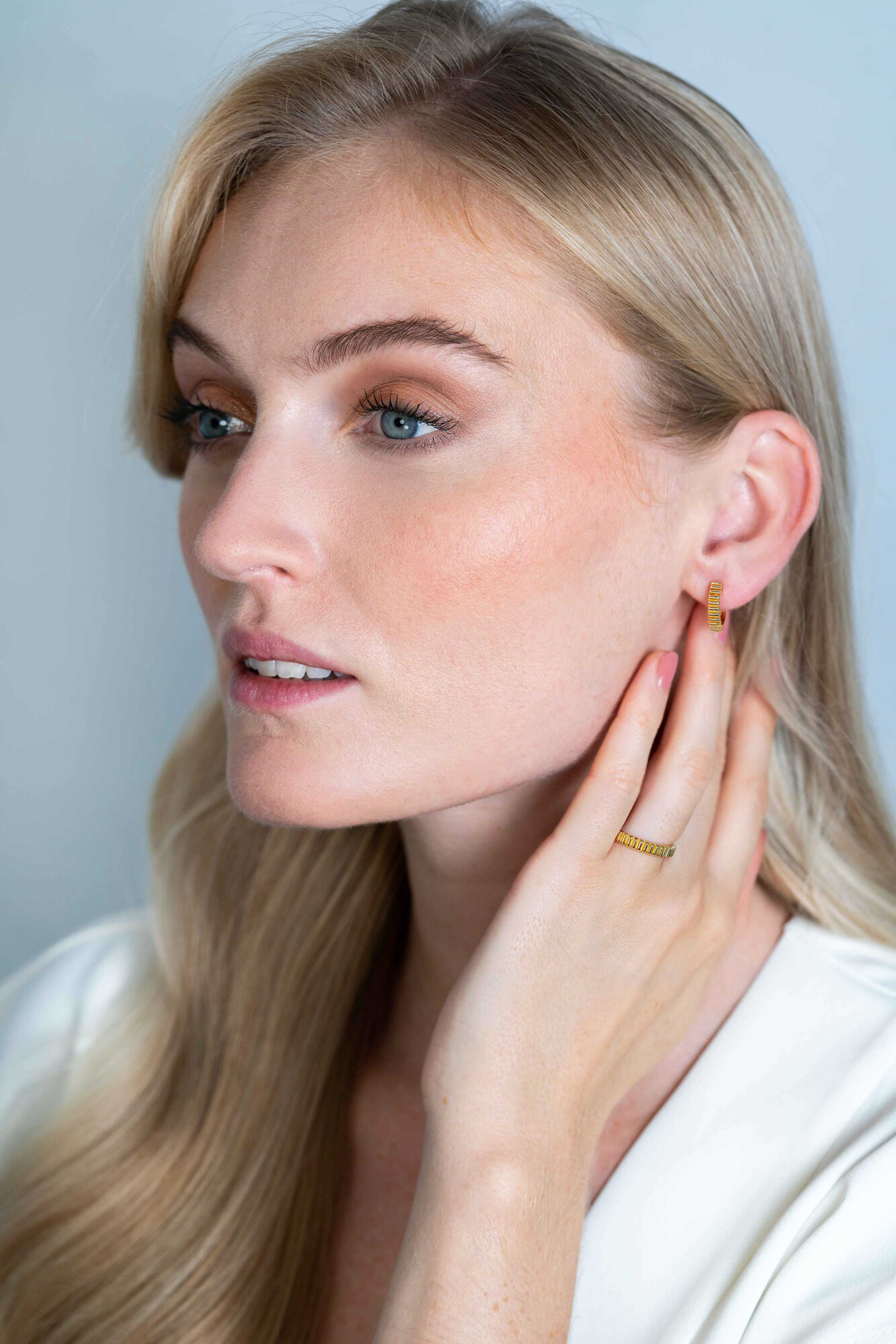 ZINZI Silberring extra 14 Karat Gelbgold geripptes Design ZIR2245