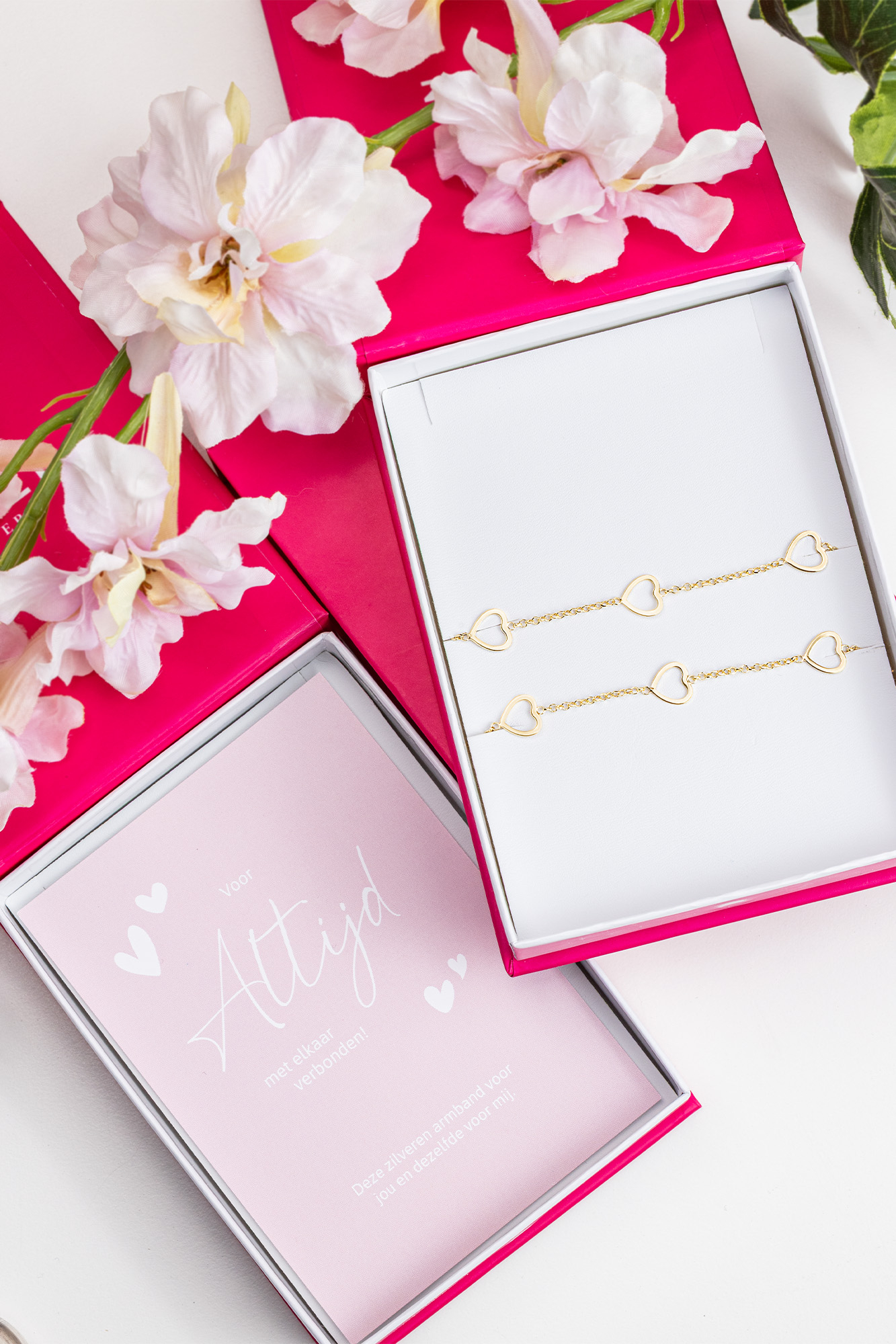 ZINZI Set aus 2 Silberarmbändern mit gelb vergoldetem Herz 17-20cm ZIA1188G-SET