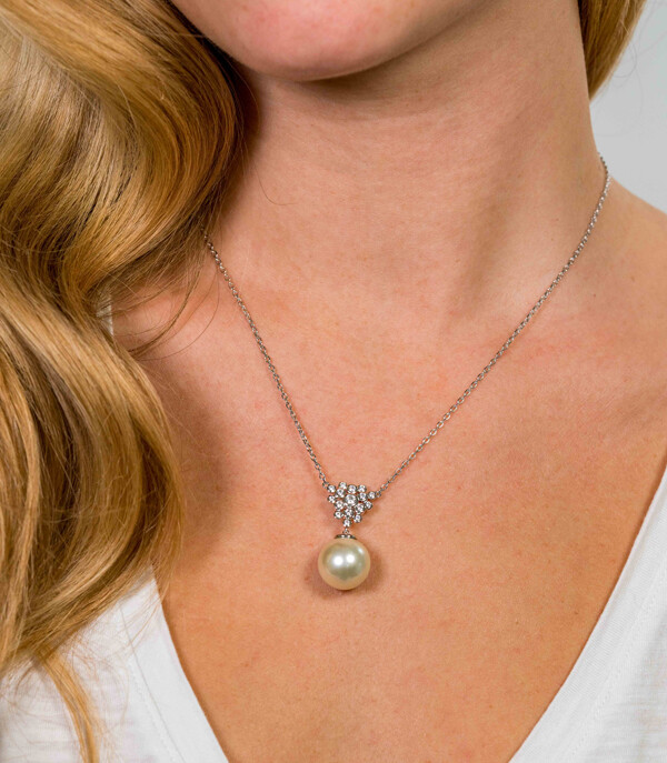 ZINZI silberne Kette Perle rund  weiß 43cm ZIC1761