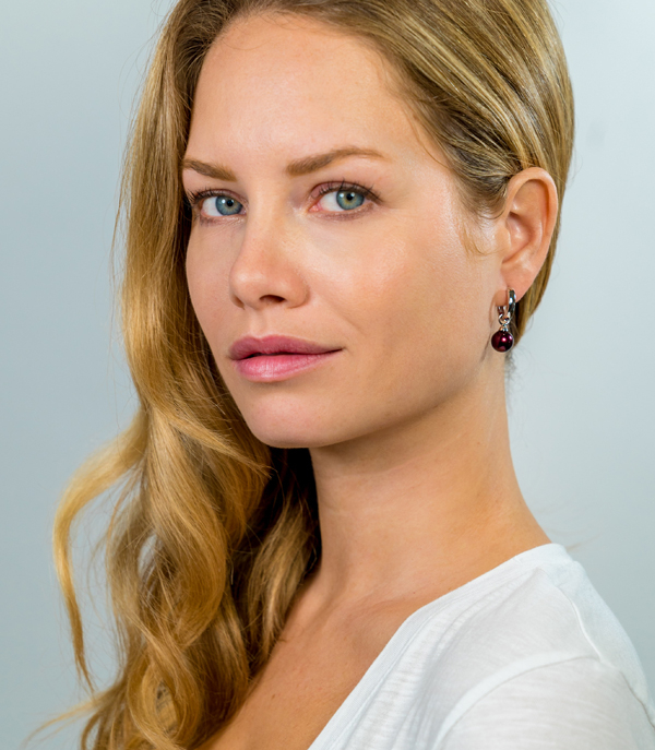 ZINZI silberne Ohrhänger Perle rund bordeaux rot 10mm ZICH266DR