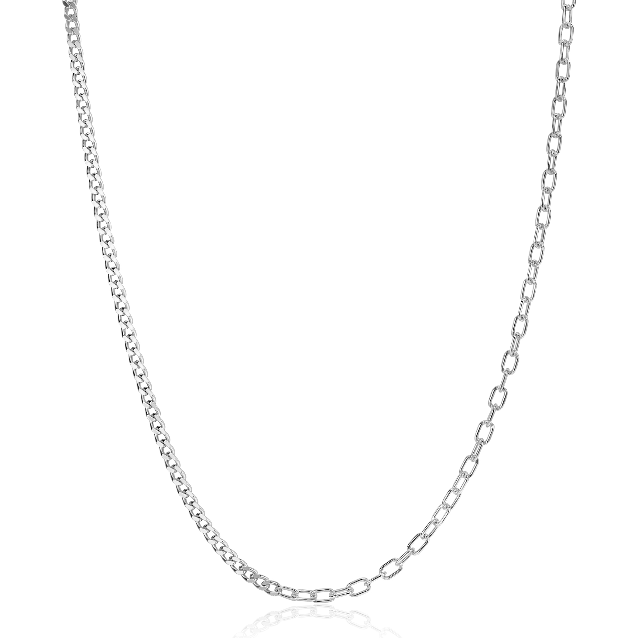 ZINZI zlv. collier half grmt.en paperclipschakels