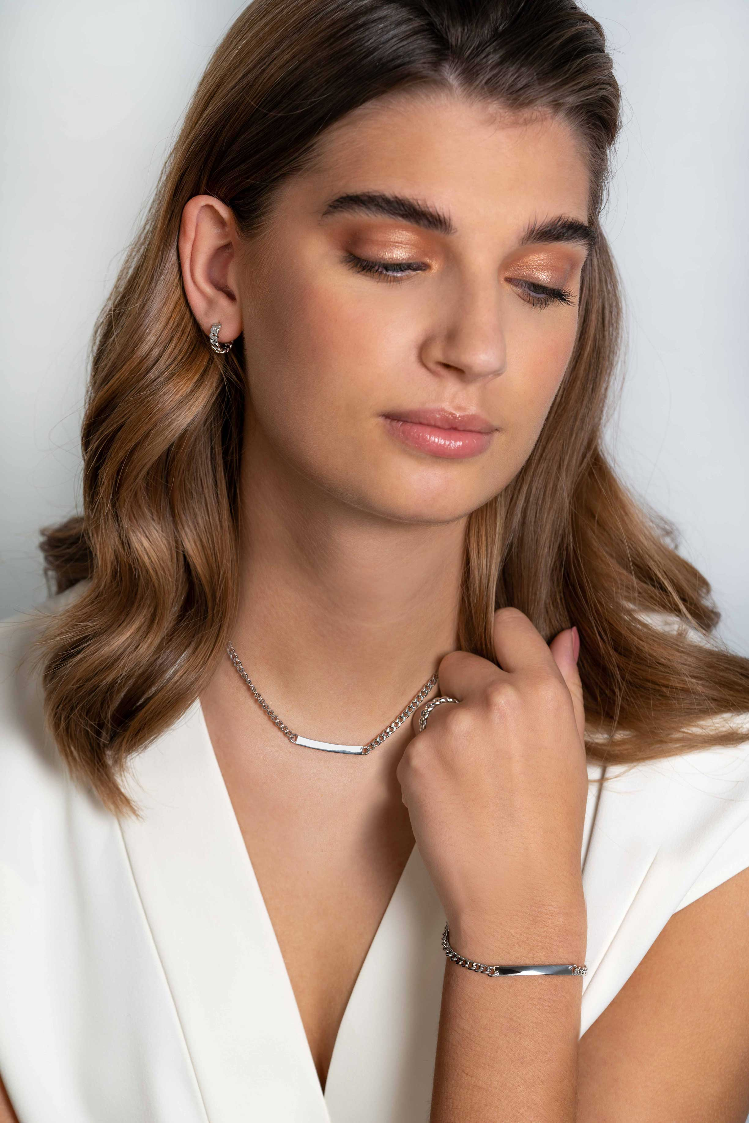 ZINZI silberne Gourmet Kette 4mm breit mit Plättchen 18-21cm ZIC2271