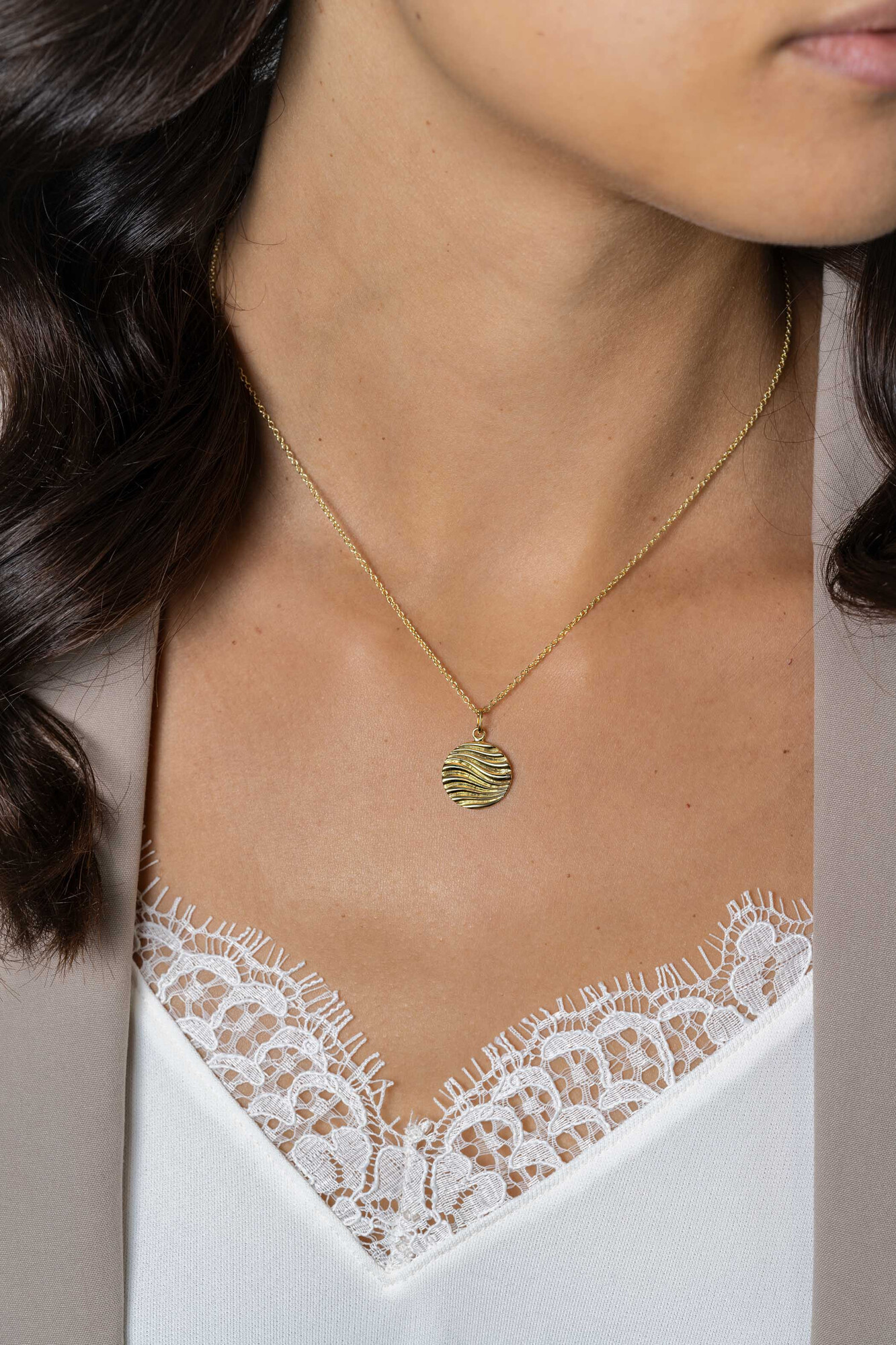 ZINZI zlv. hanger gg.verg. rond met golfbewerking