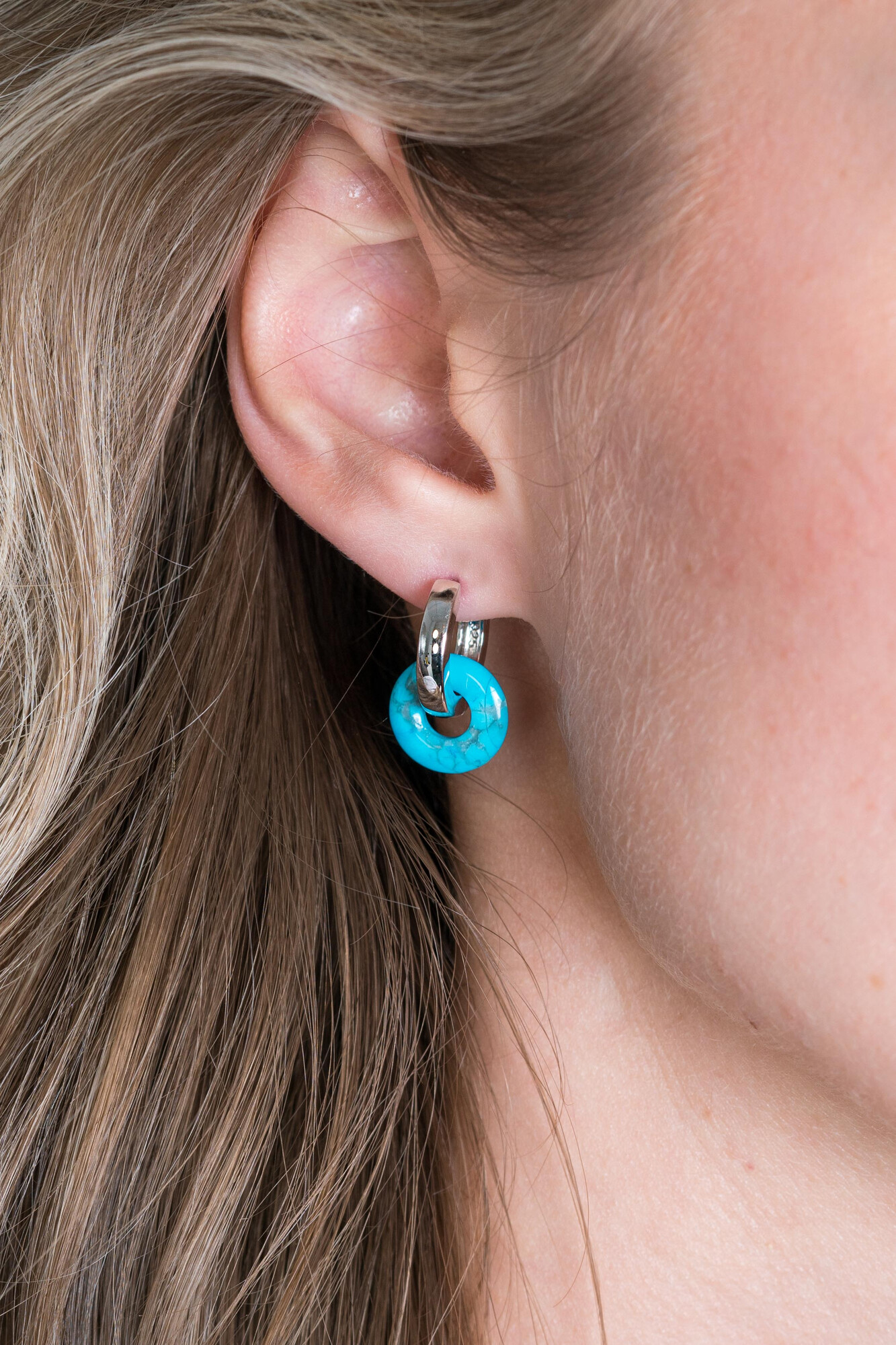 ZINZI creoolhangers turquoise 12mm rond