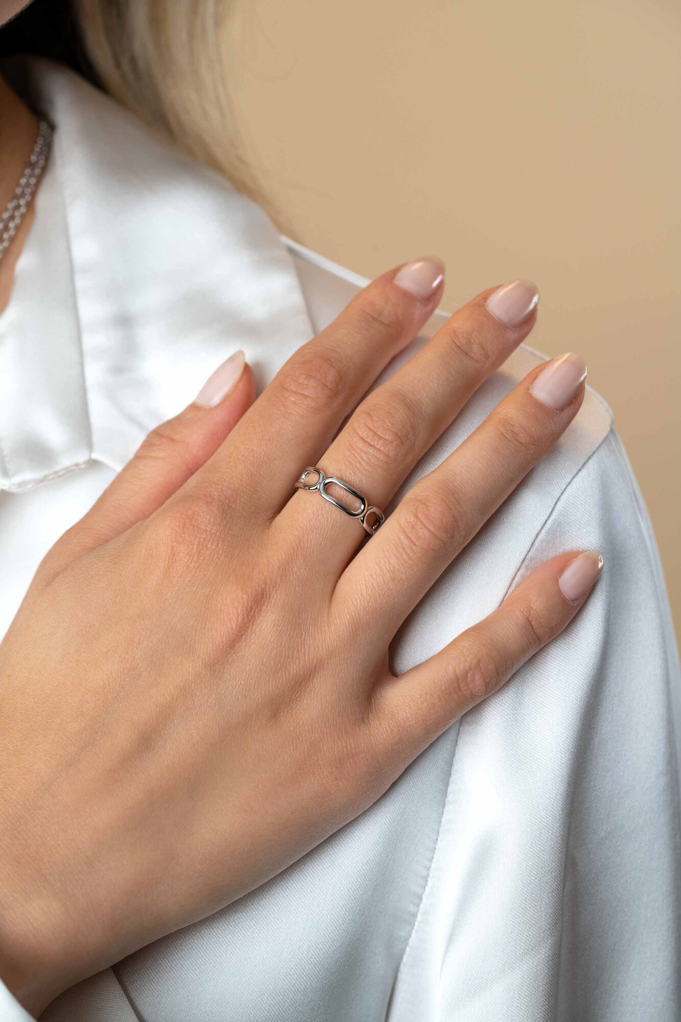 ZINZI zlv. ring breed open paperclipschakel mt.60