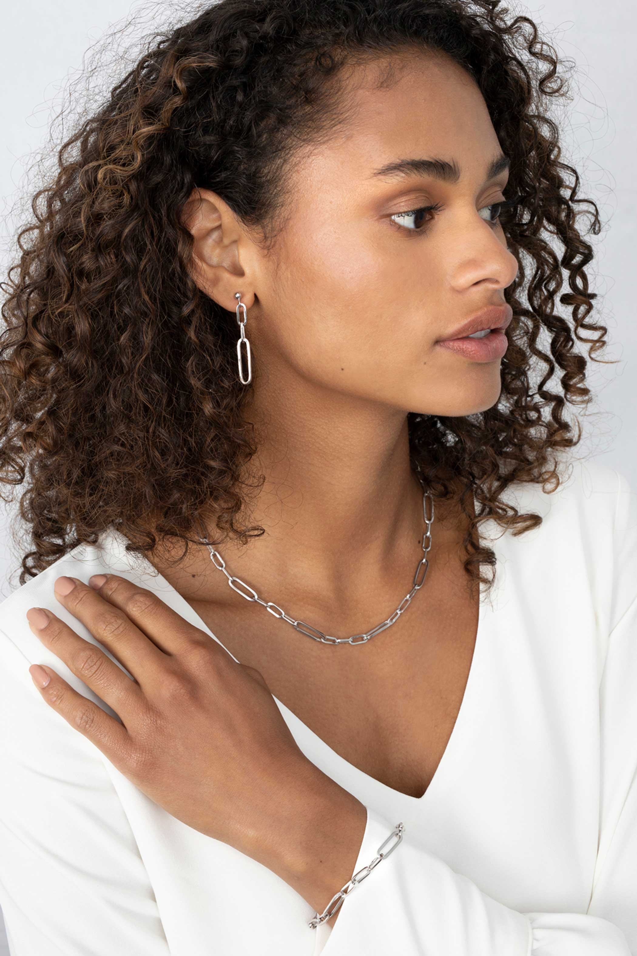 ZINZI silberne Ohrhänger 45mm mit ovalen closed for ever Glieder ZIO1990