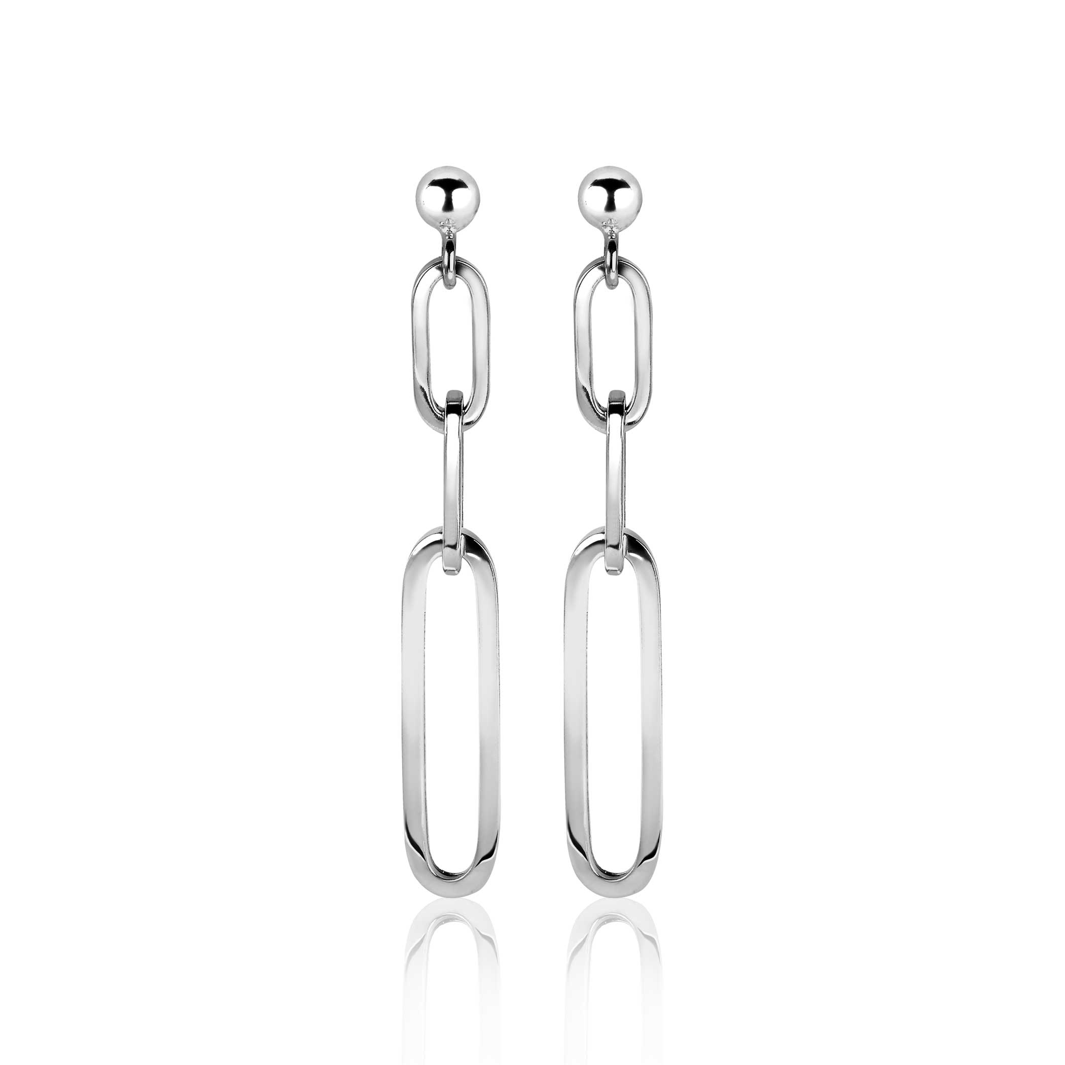 ZINZI silberne Ohrhänger 45mm mit ovalen closed for ever Glieder ZIO1990