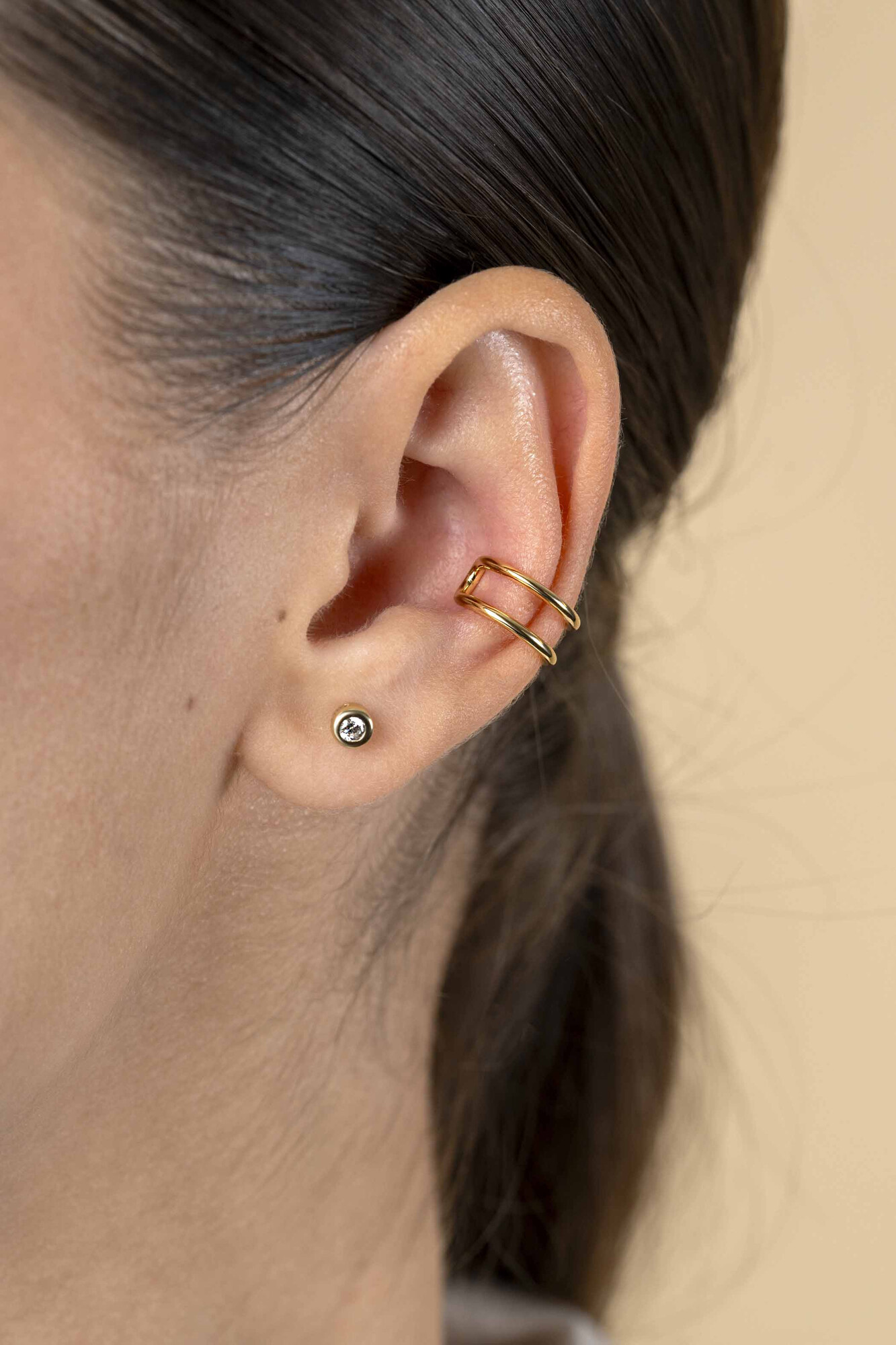 ZINZI zlv. earcuff gg.verg. dubbel glad