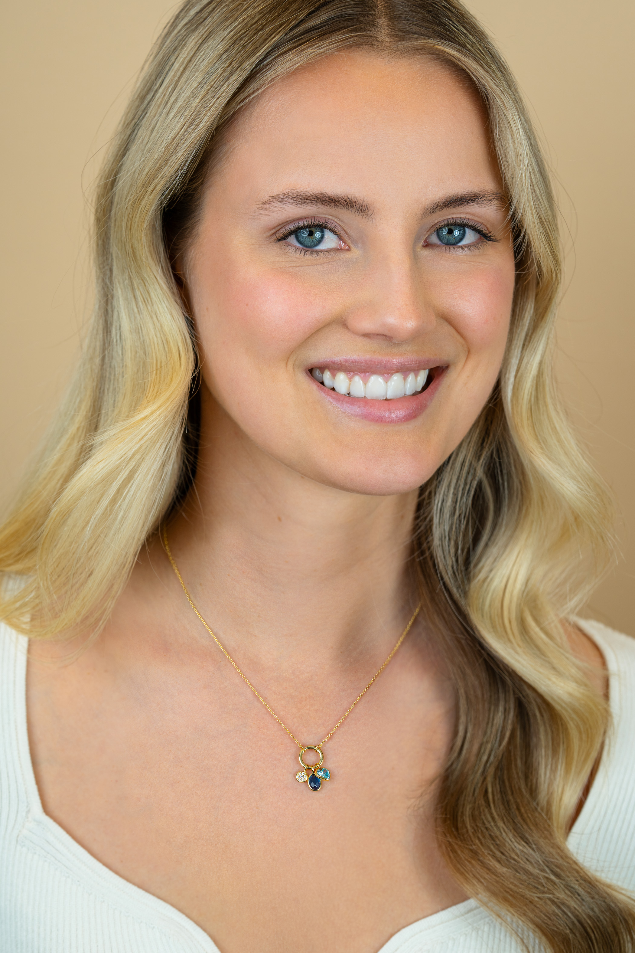 ZINZI zlv.coll.gg.verg.voorsluiting/3 bedels blauw/cz