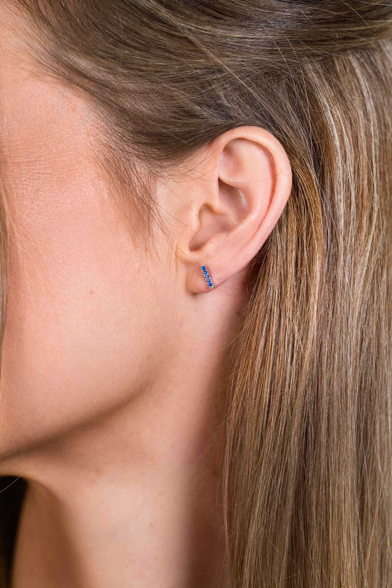 ZINZI silberne Ohrstecker Stab blau 8mm ZIO1689B