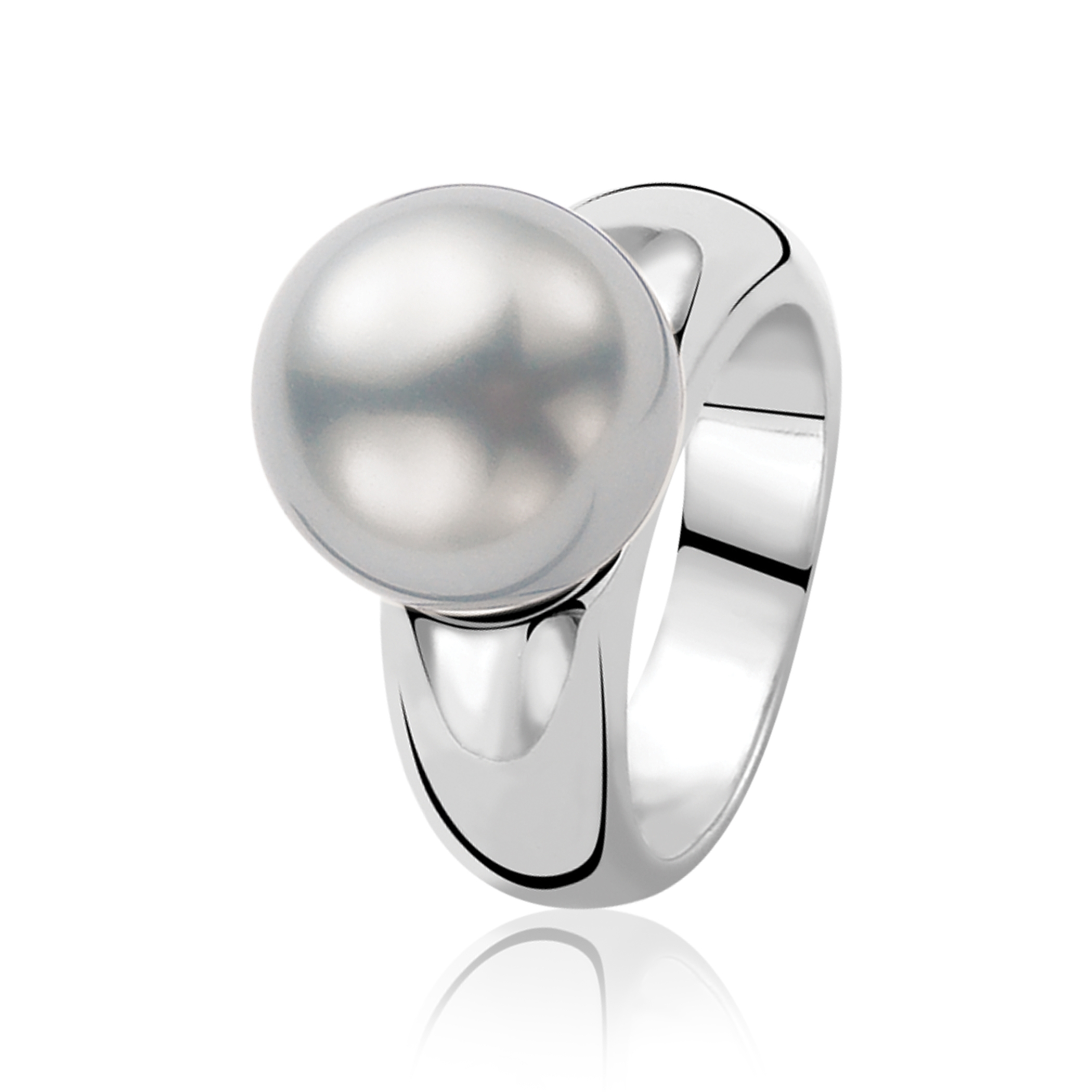 ZINZI silberner Ring Perle grau 12mm ZIR170G