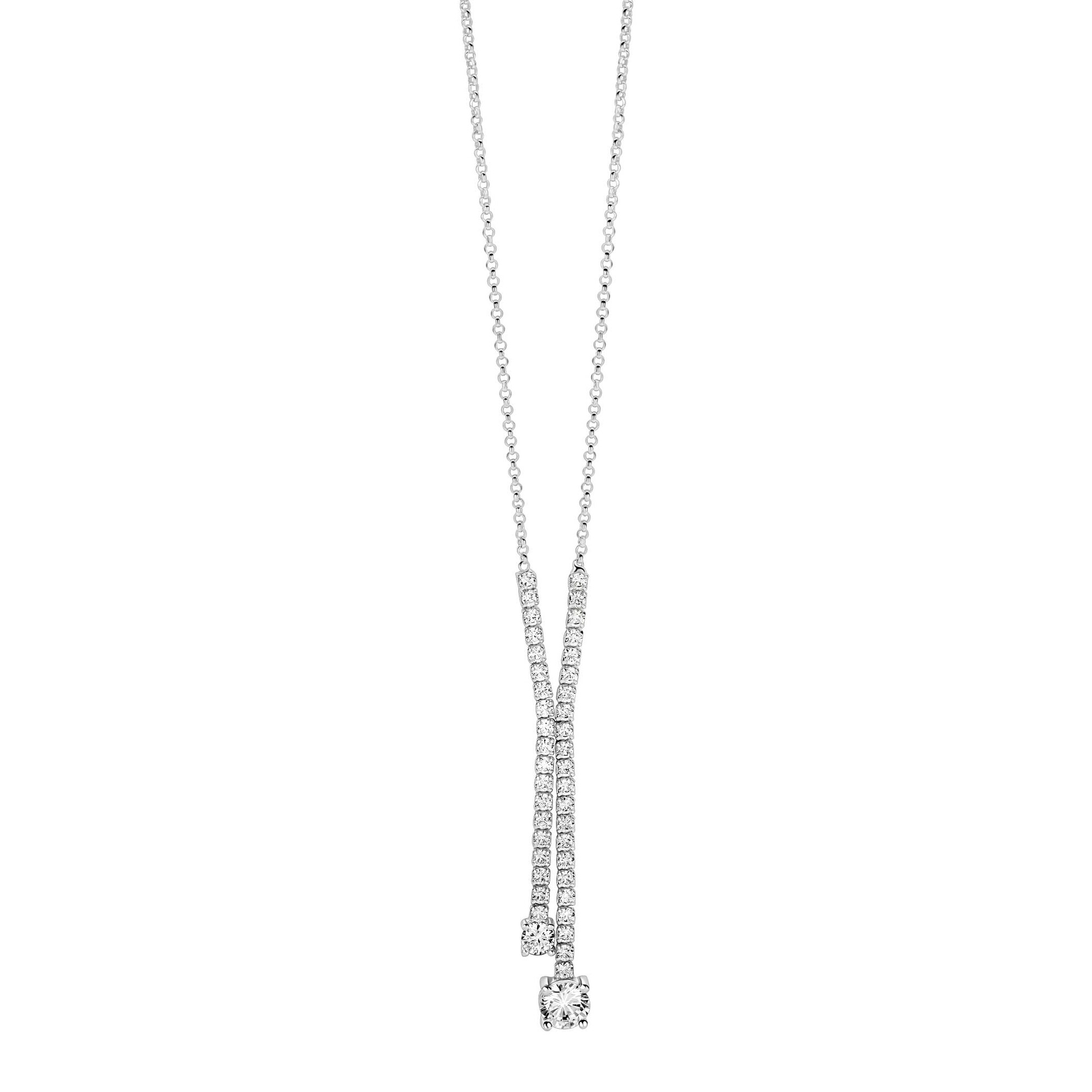 ZINZI zlv. Y-collier met zirconia's
