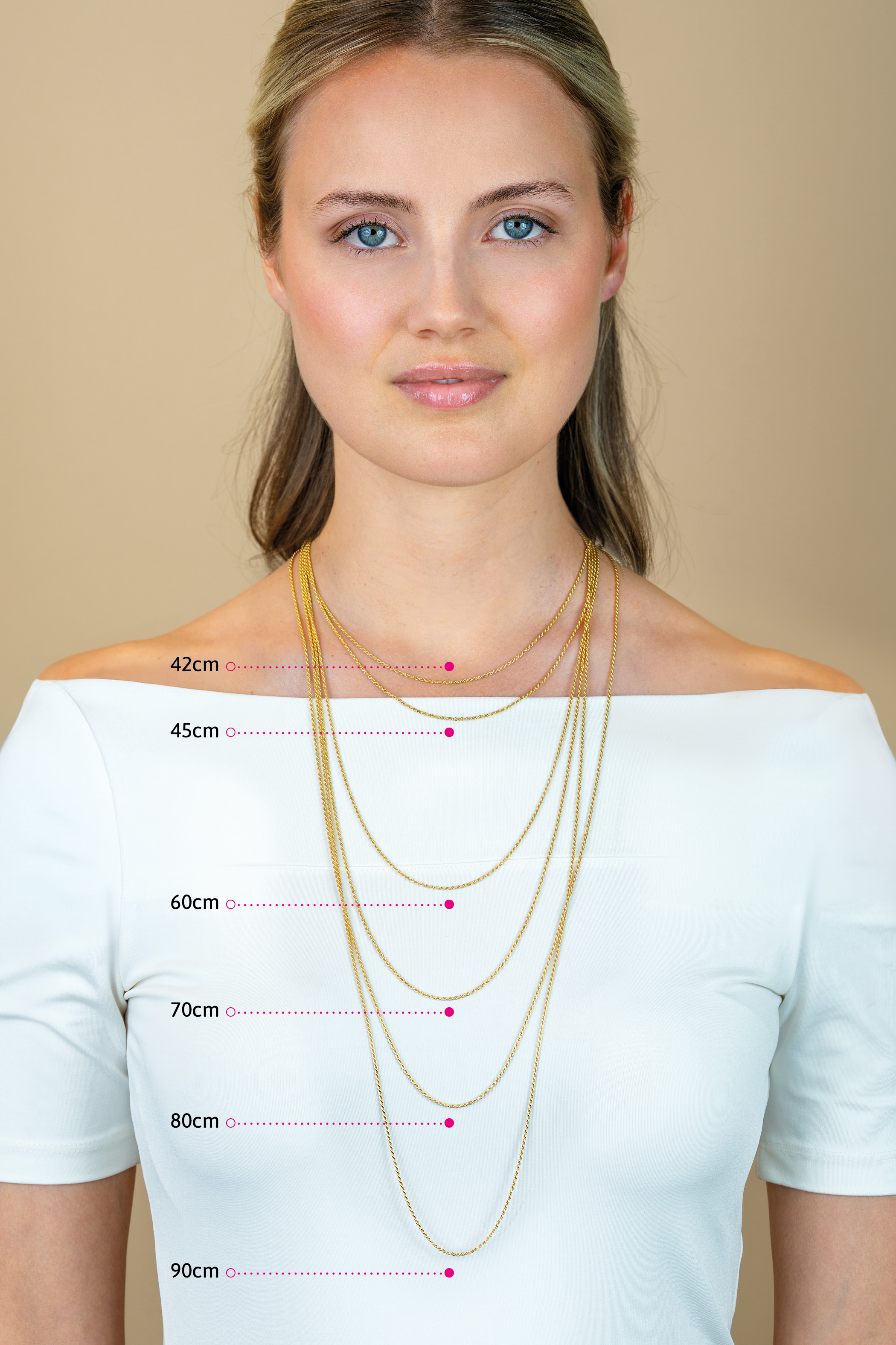 ZINZI zlv. gourmet collier 70 cm geel verguld