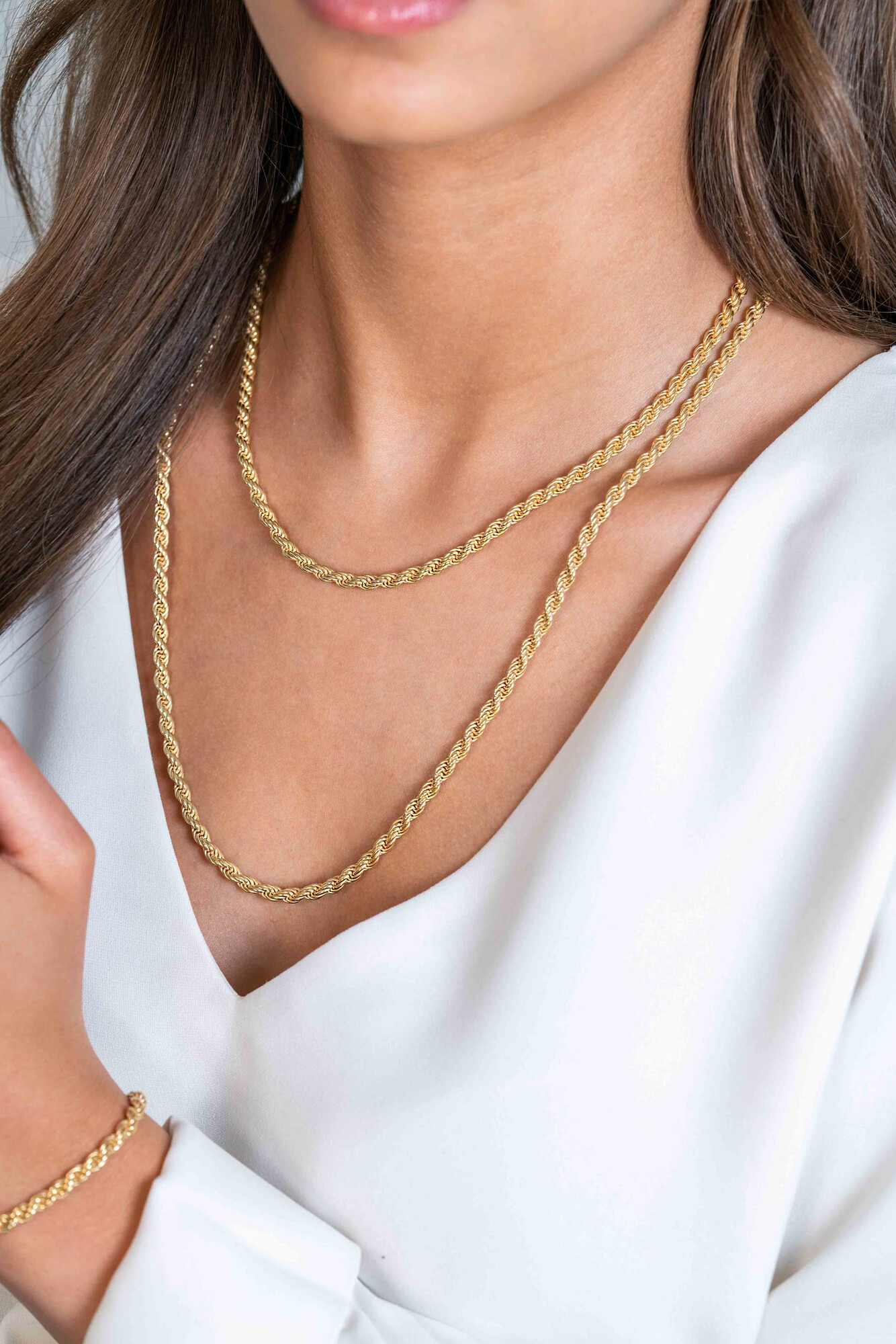 ZINZI zlv. collier geel verguld koord 4mm 60cm