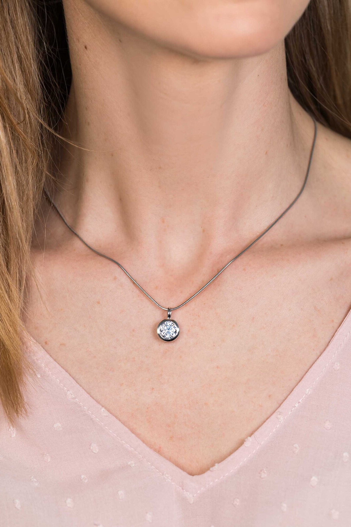 ZINZI silberner Anhänger 17mm rund  weiße Zirkonia ZIH1