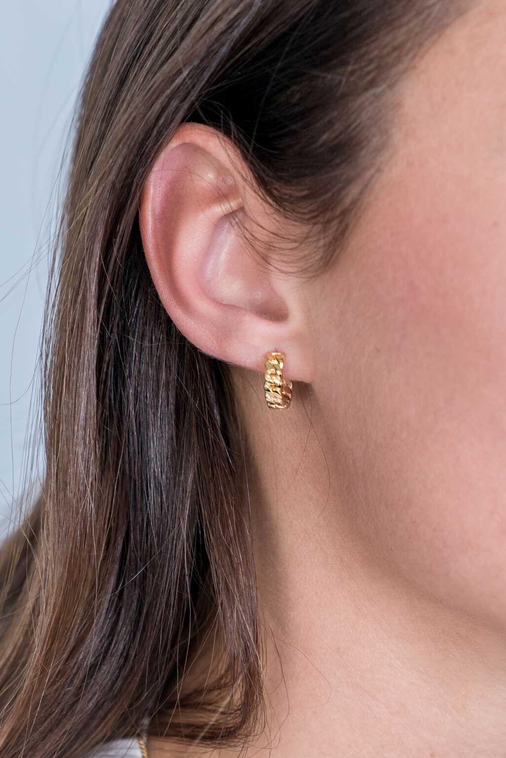 ZINZI silberne Ohrringe 14K gelb vergoldet 13x4mm Gourmet Glieder ZIO2225