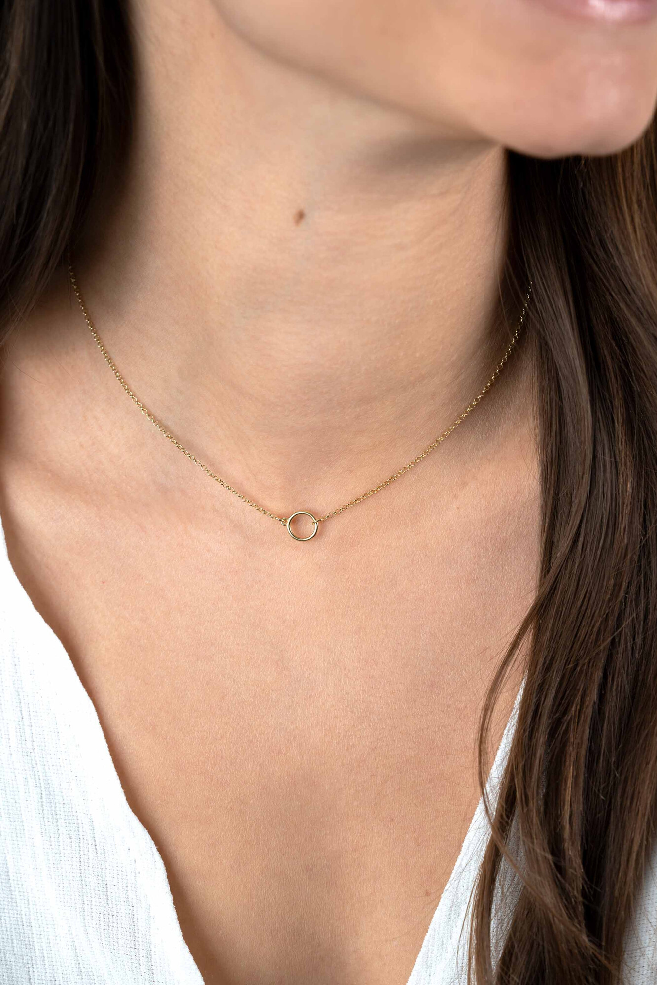 ZINZI zlv. collier gg.verg. met open rondje