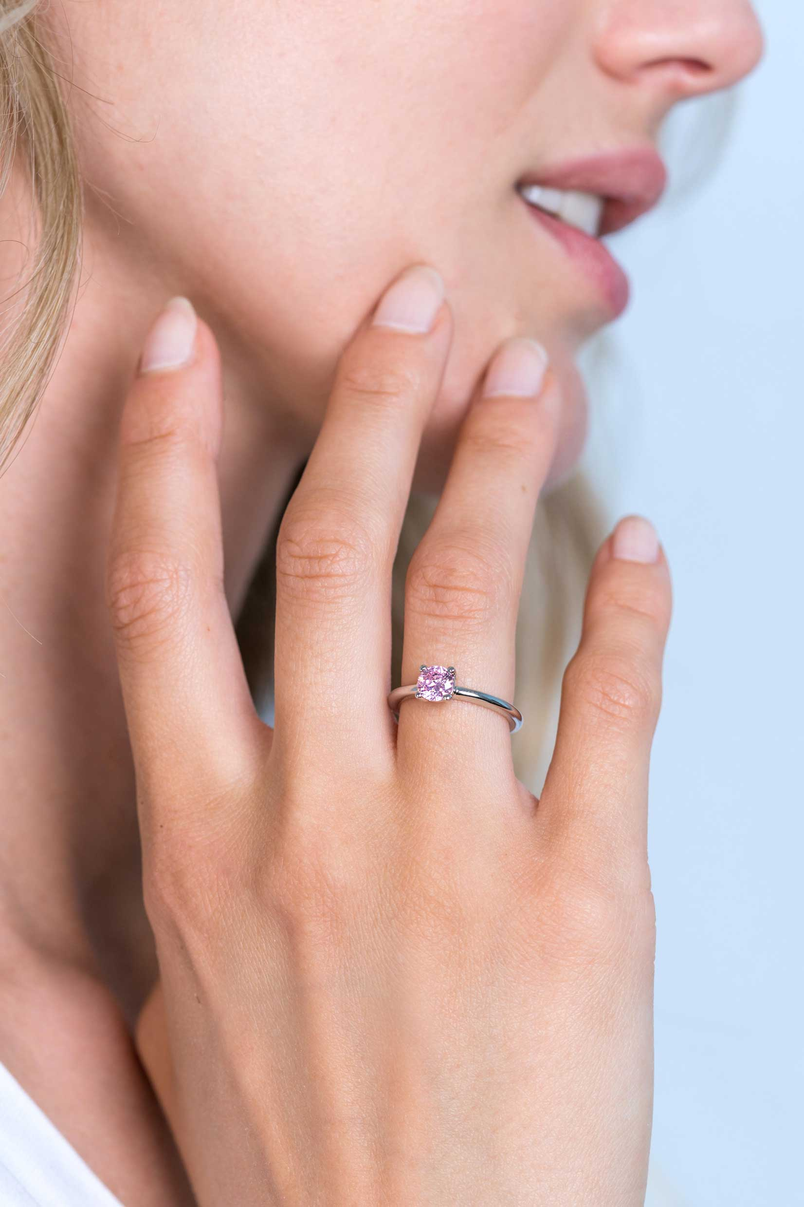 ZINZI silberner Ansteckring 5mm chaton rosa ZIR1300R