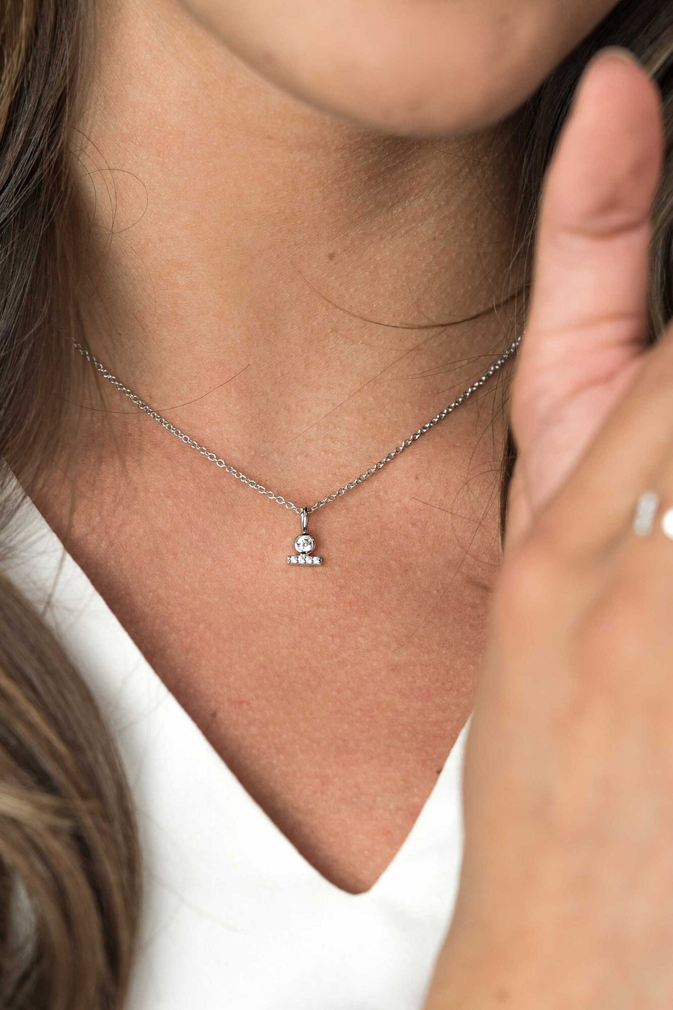 ZINZI silberner Anhänger rund Stab  weiß ZIH1822