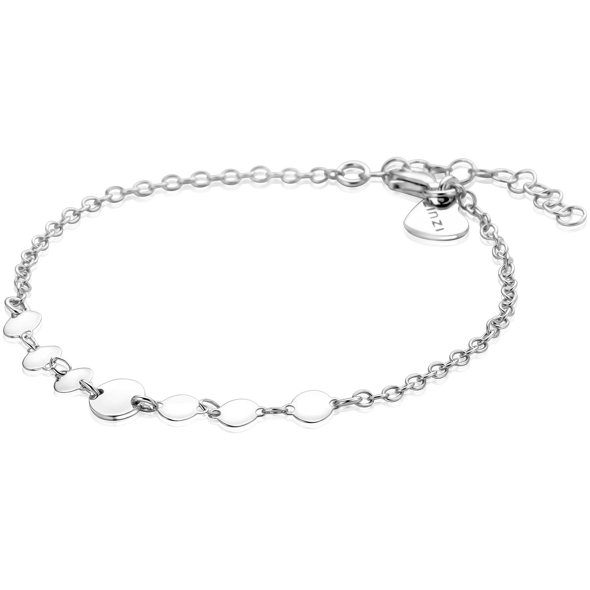 ZINZI zlv. armband met gladde ronde plaatjes