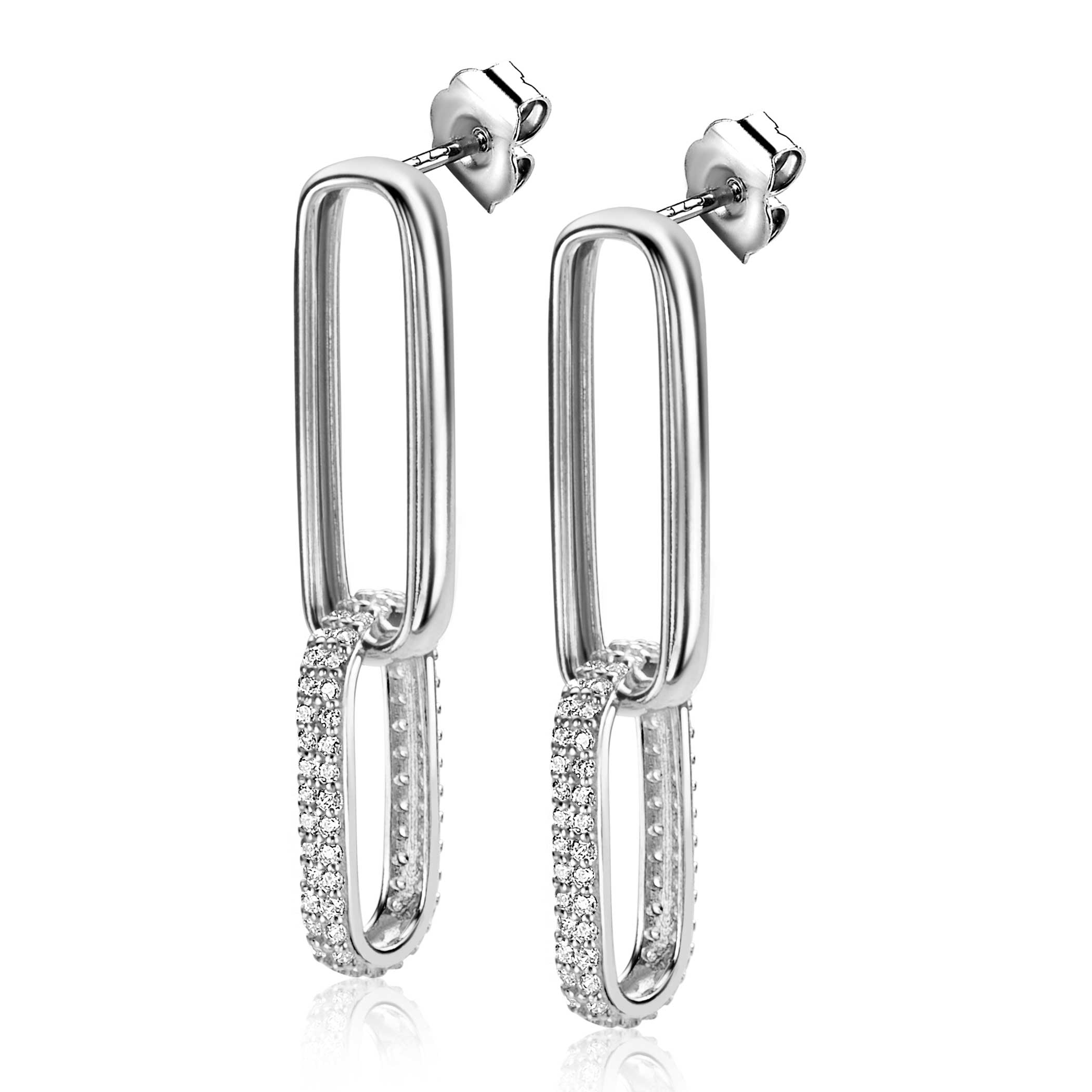 ZINZI zlv.oorhangers paperclip schakels en zirc.