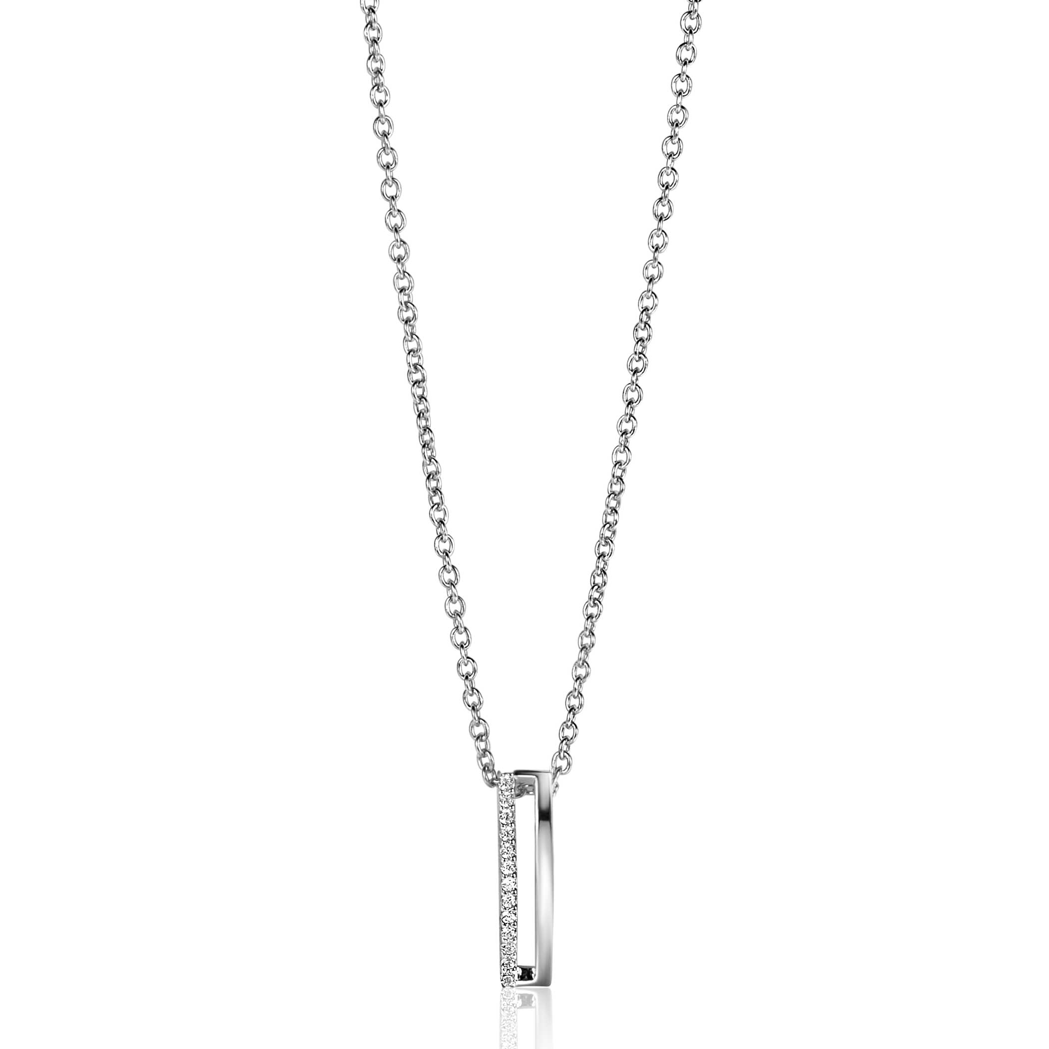 ZINZI zlv. hanger 2 banen waarvan 1 zirconia's