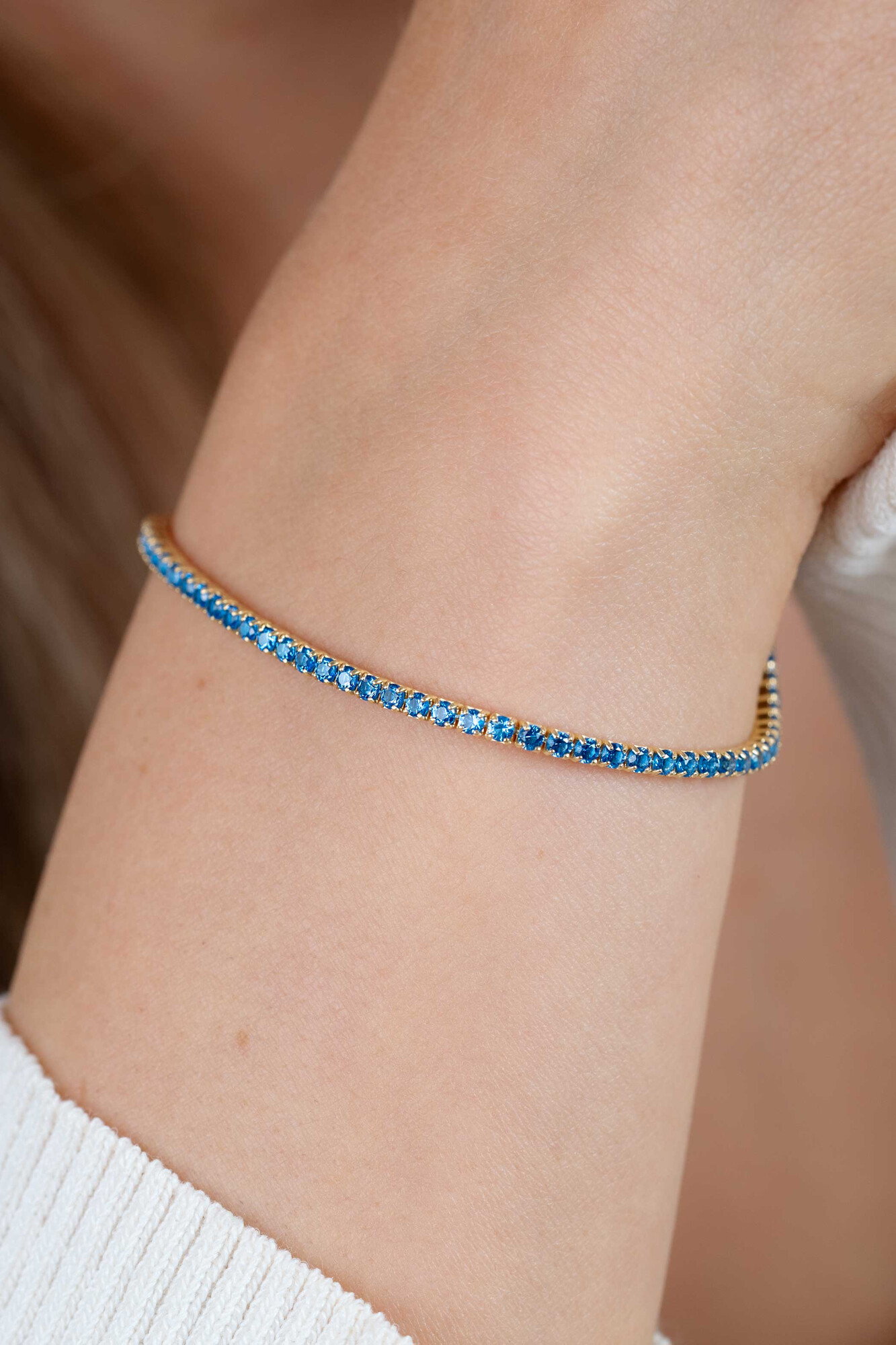 ZINZI zlv. tennisarmband gg.verg. blauwe zc 2.1mm