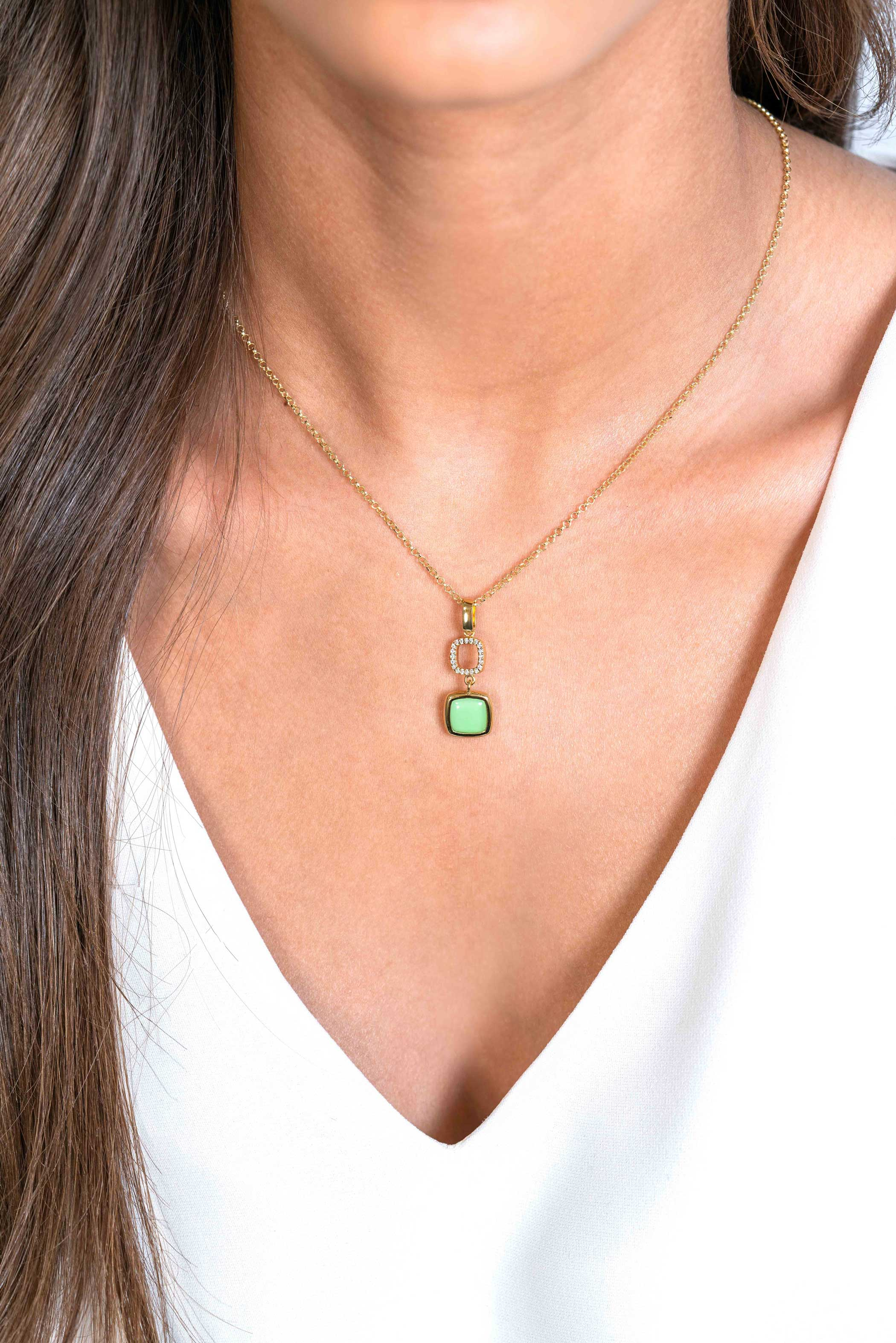 ZINZI zlv. hanger gg.verg. 2-zijdig groen/wit+zirc.