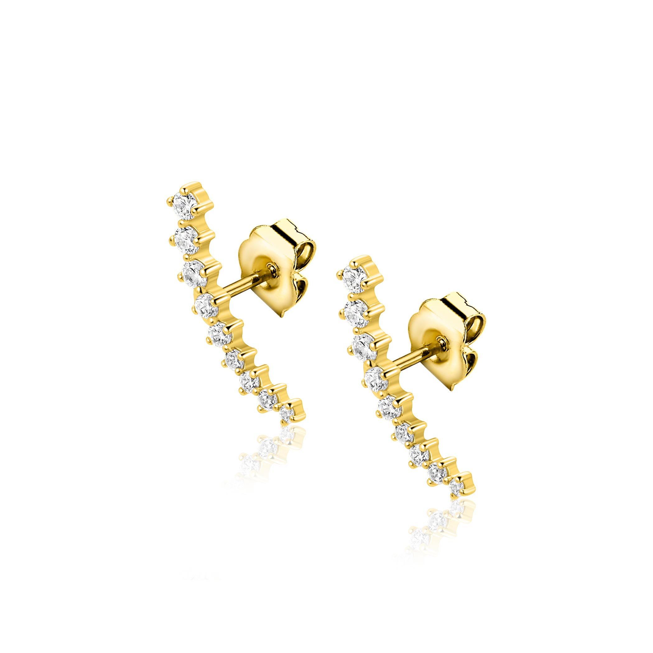 ZINZI zlv. oorstekers afl.zirconia's half gebogen