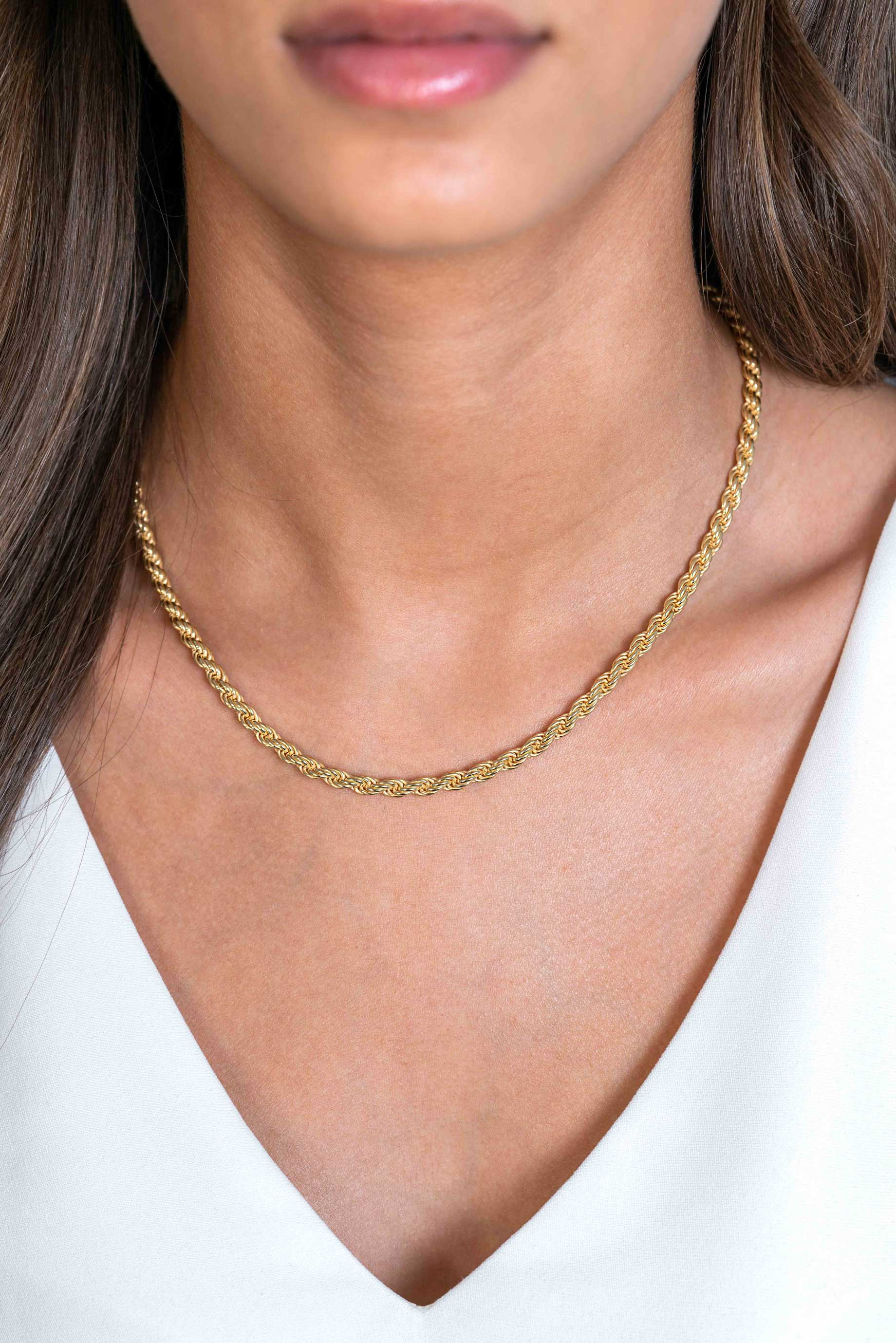 ZINZI zlv. collier geel verguld koord 4mm 45cm