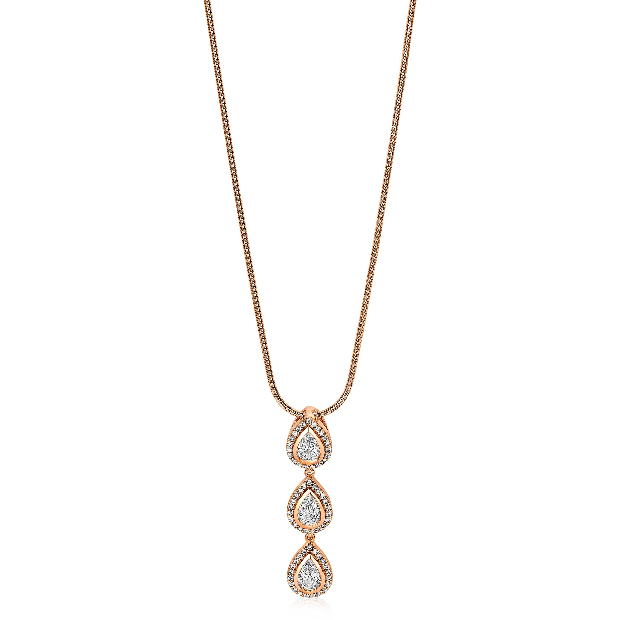 ZINZI silberner Anhänger rosé vergoldet Tropfen weiß ZIH1752R