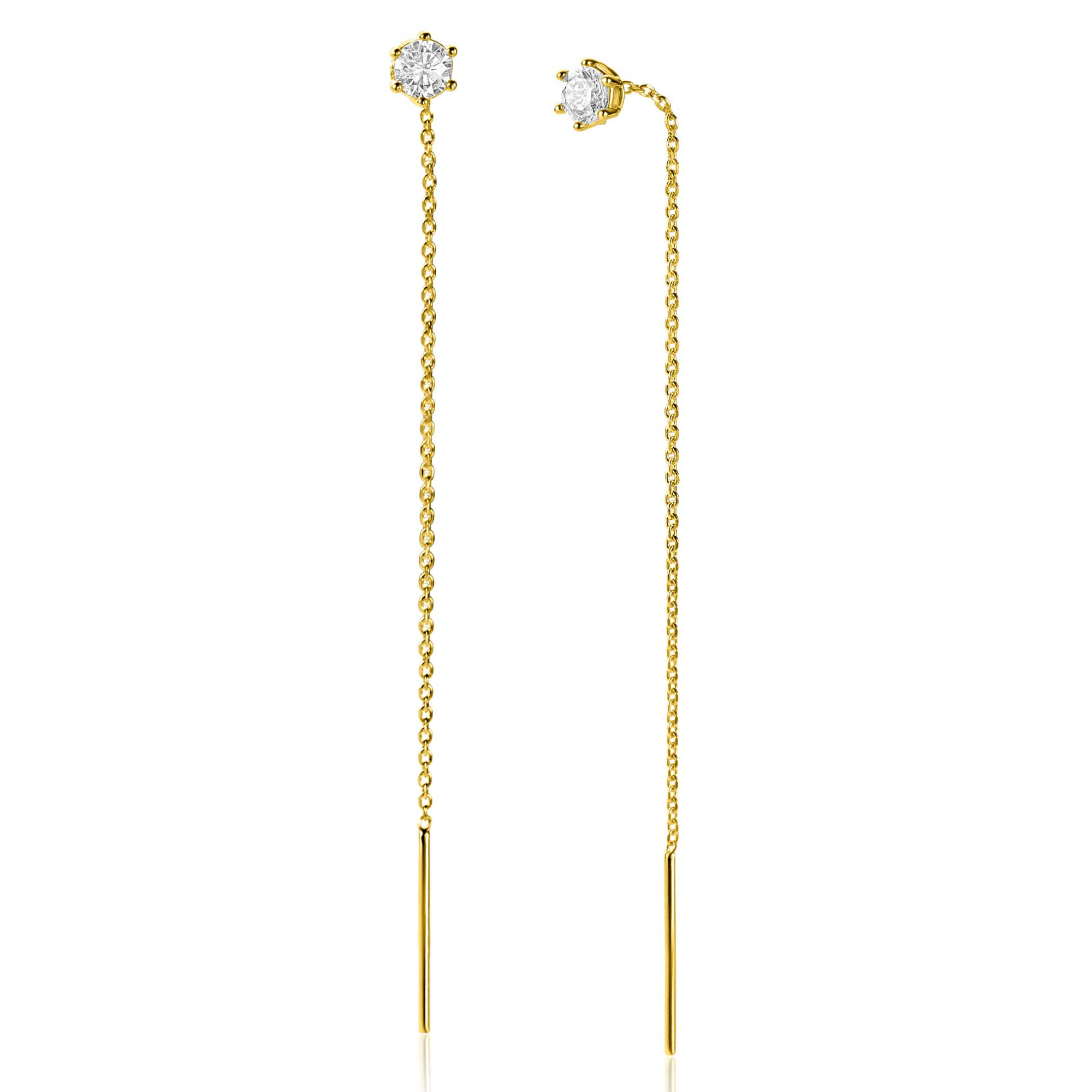 ZINZI zlv. doortrek oorsieraden gg.verg. met zirconia