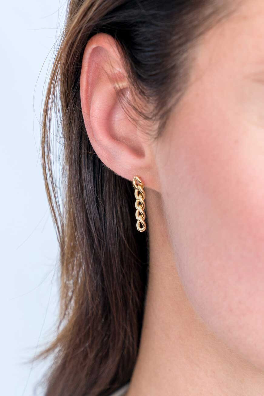 ZINZI silberne Ohrhänger 14K gelb vergoldet 20mm Gourmet Glieder ZIO2185G