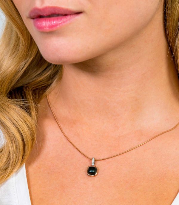 ZINZI silberner Anhänger rosé vergoldet quadratisch schwarz  weiß ZIH1716