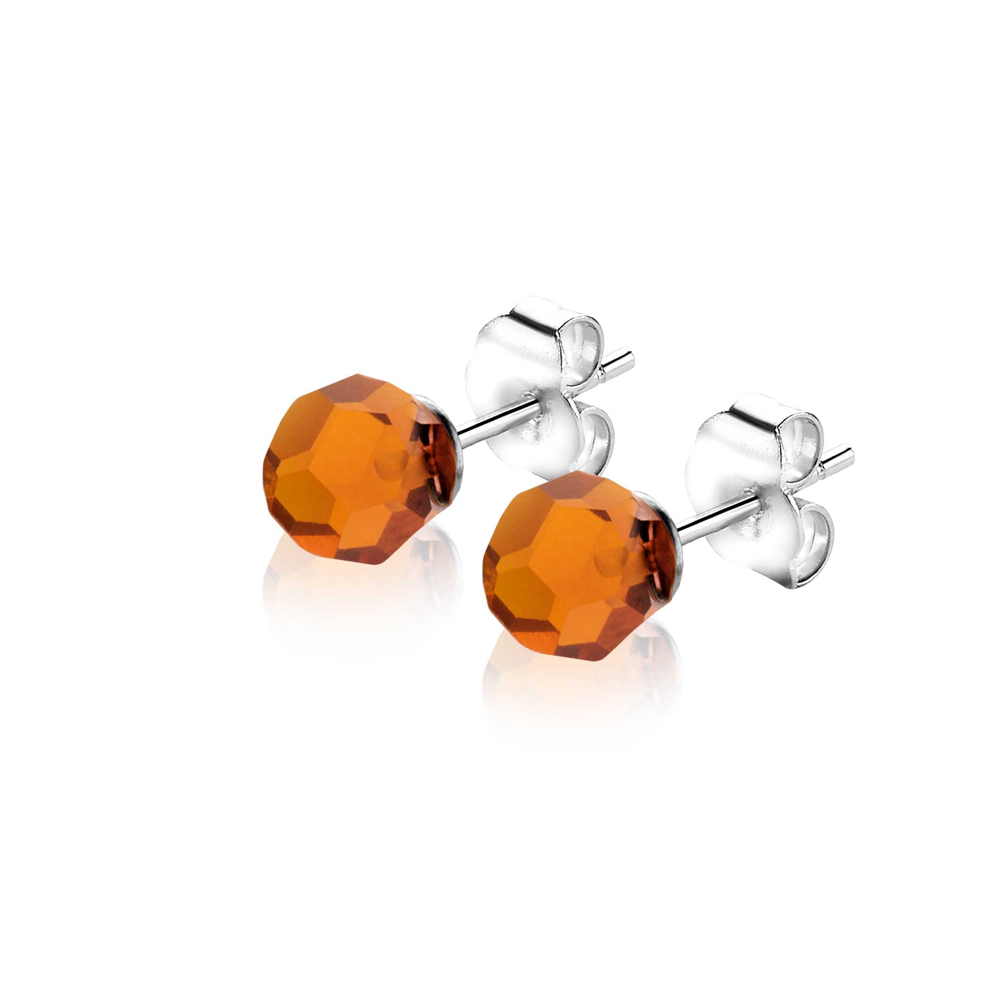 ZINZI zlv. oorknopjes bruine bead