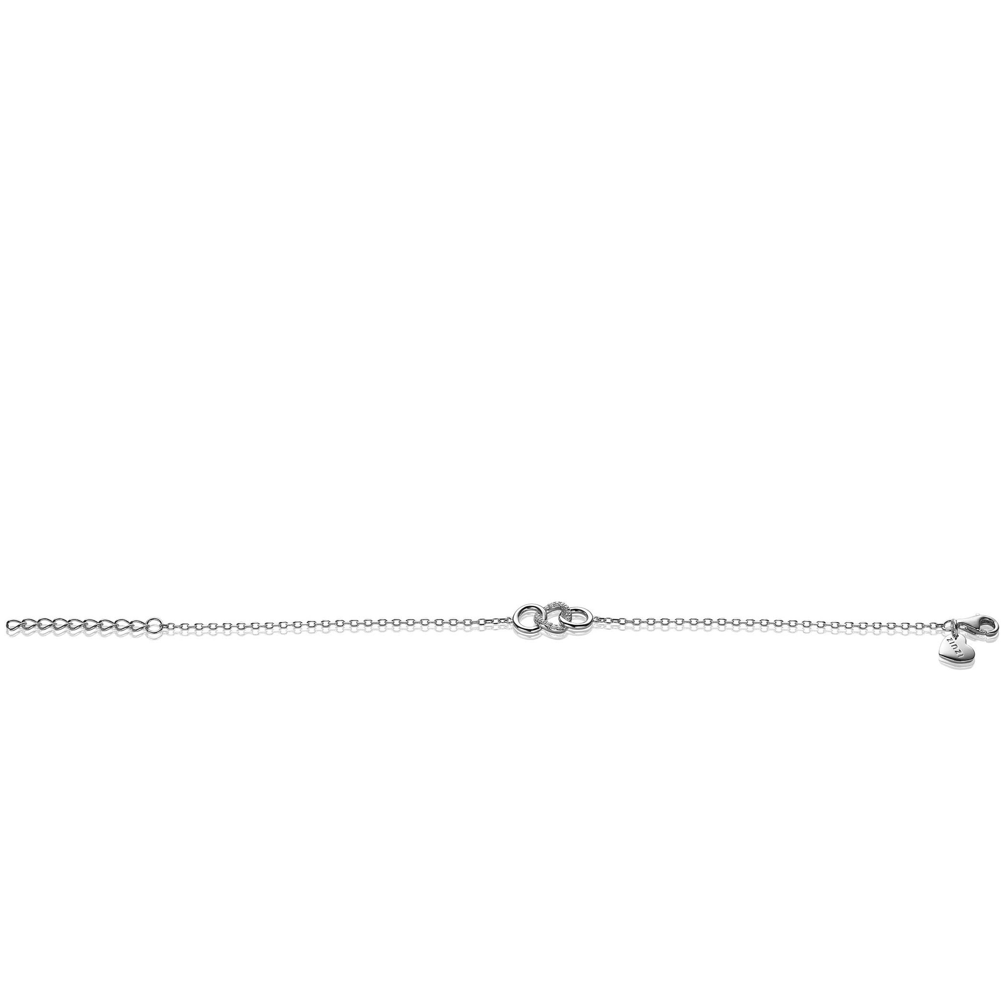 ZINZI silbernes Armband 3 offen Kreise verbunden  weiß ZIA2045