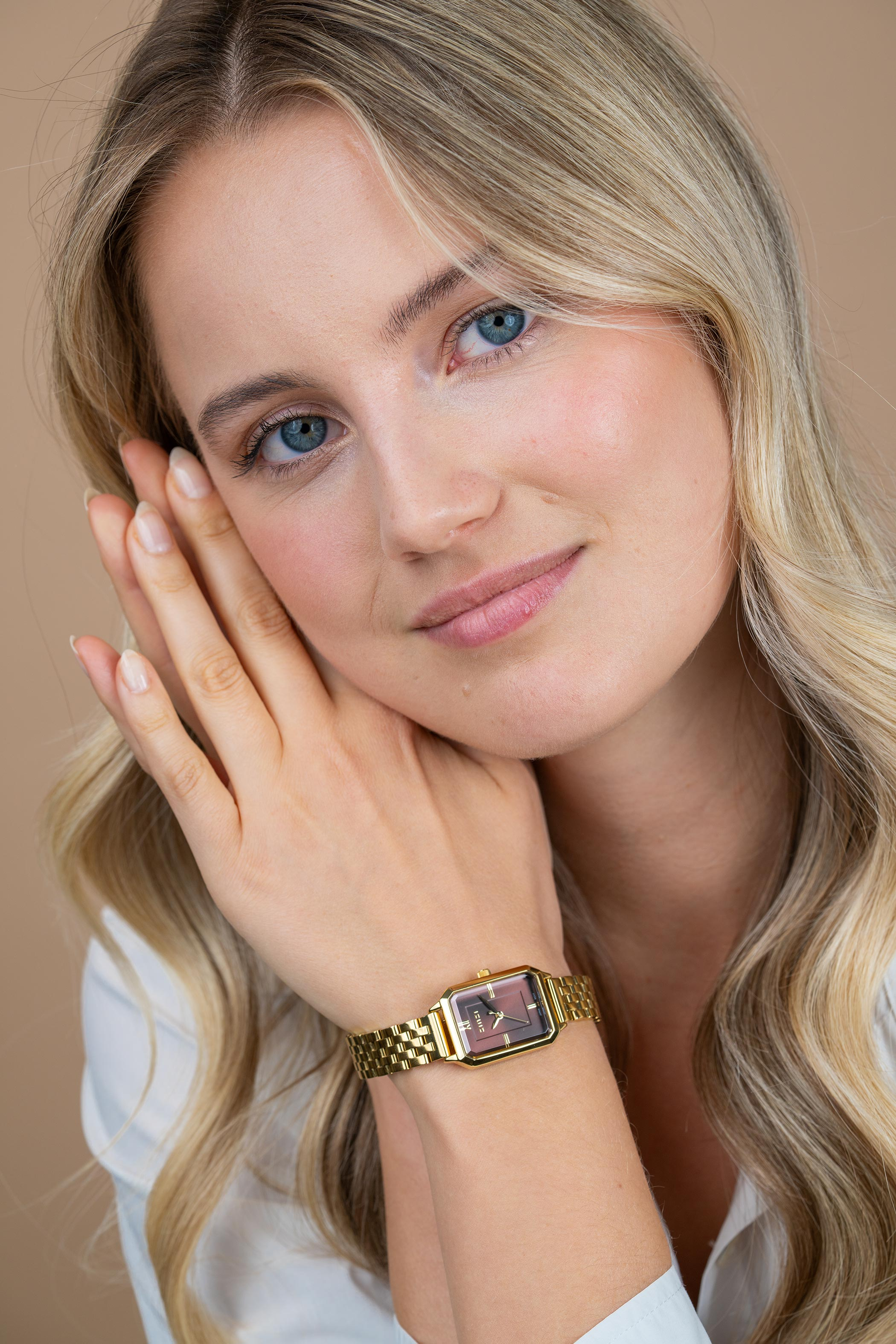 Zinzi Allure horloge 30mm gold w.plt bruin/stl band