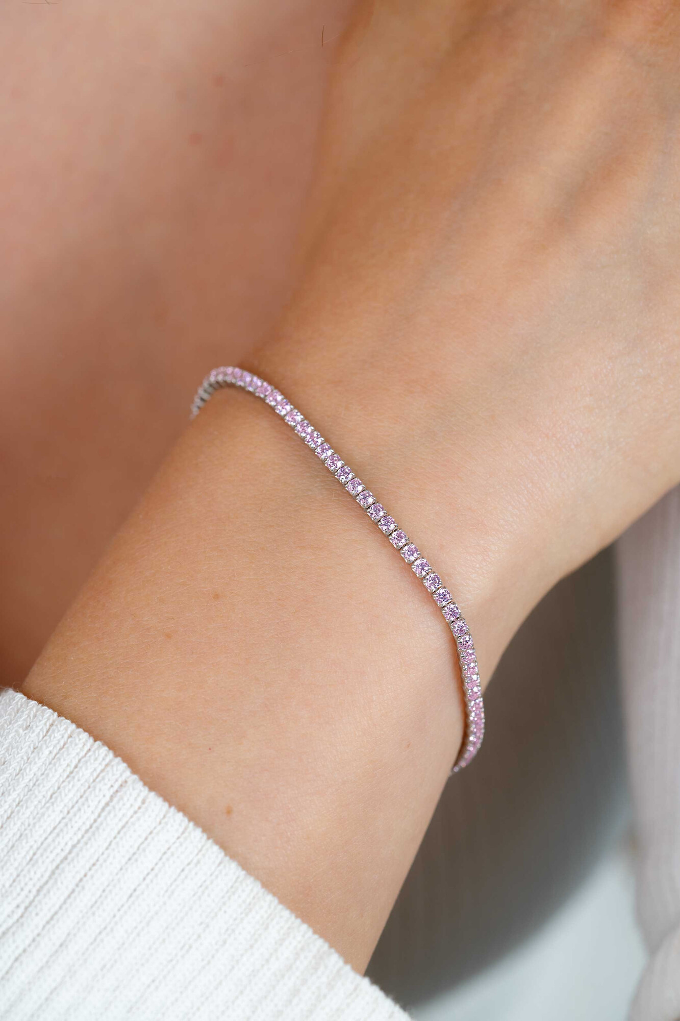 ZINZI zlv. tennisarmband met rose zirc.2.1mm