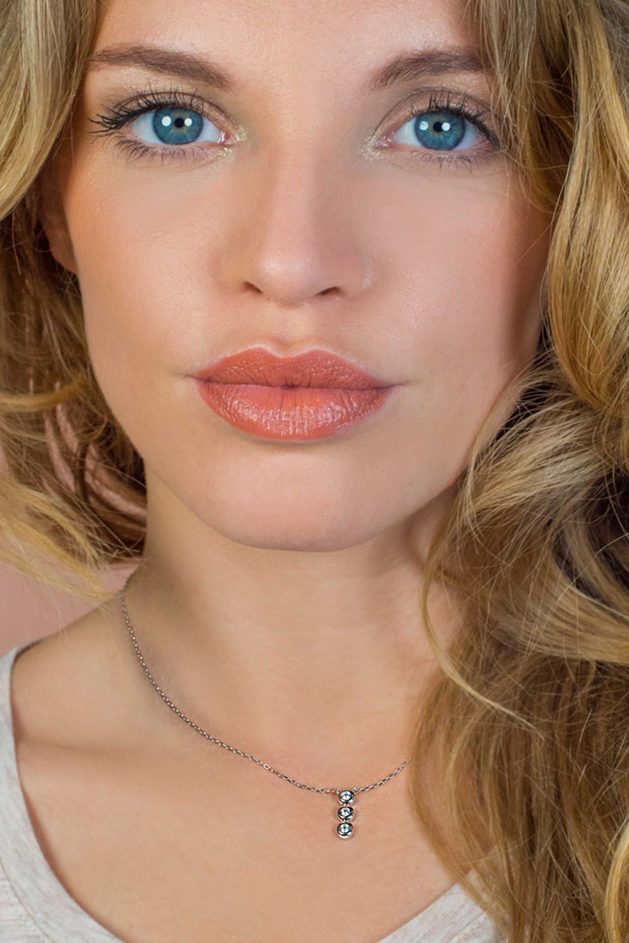 ZINZI silberne Kette 45cm mit Anhängerrund  weiß ZIC1443