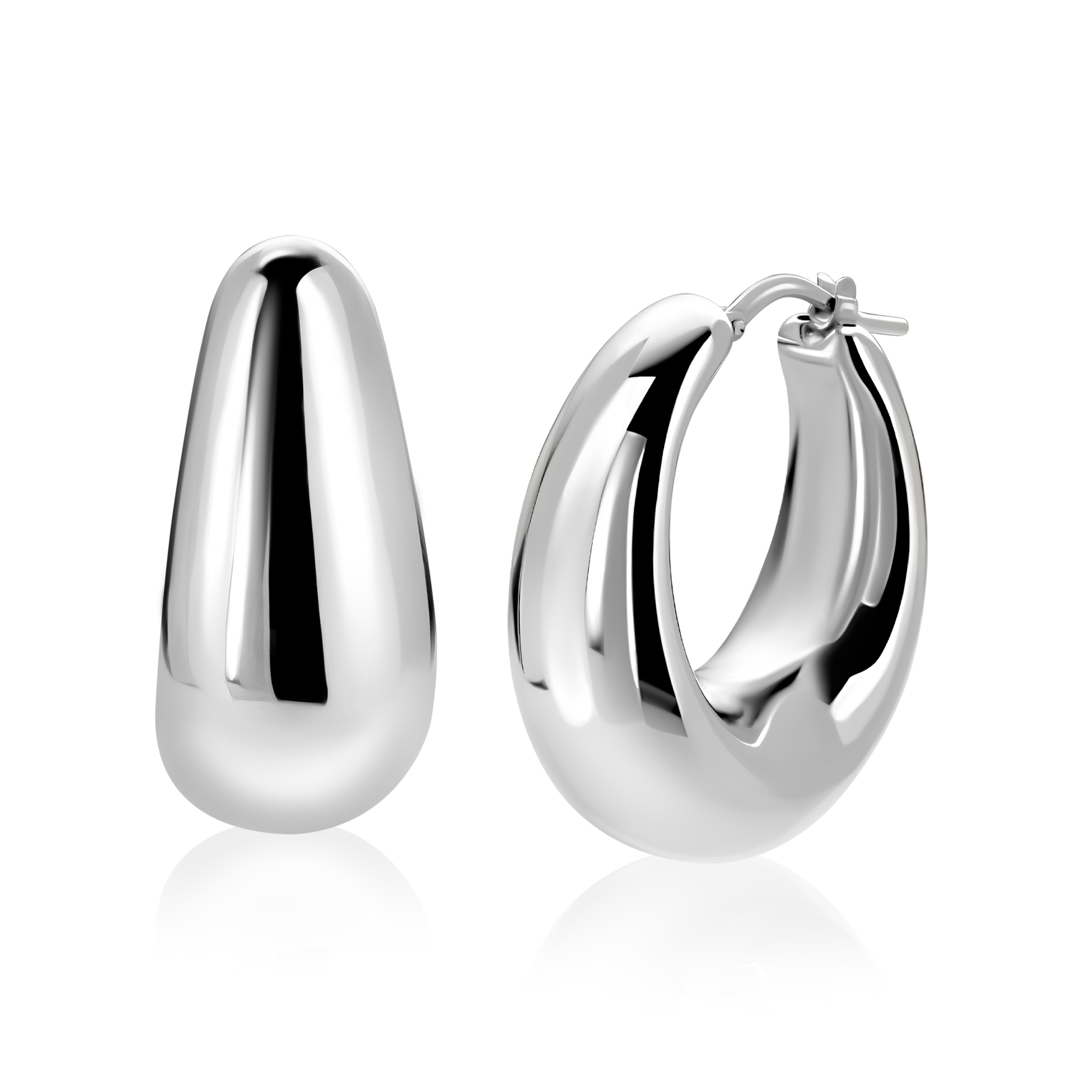 ZINZI zlv. oorringen ovaal aflopend 31x14mm