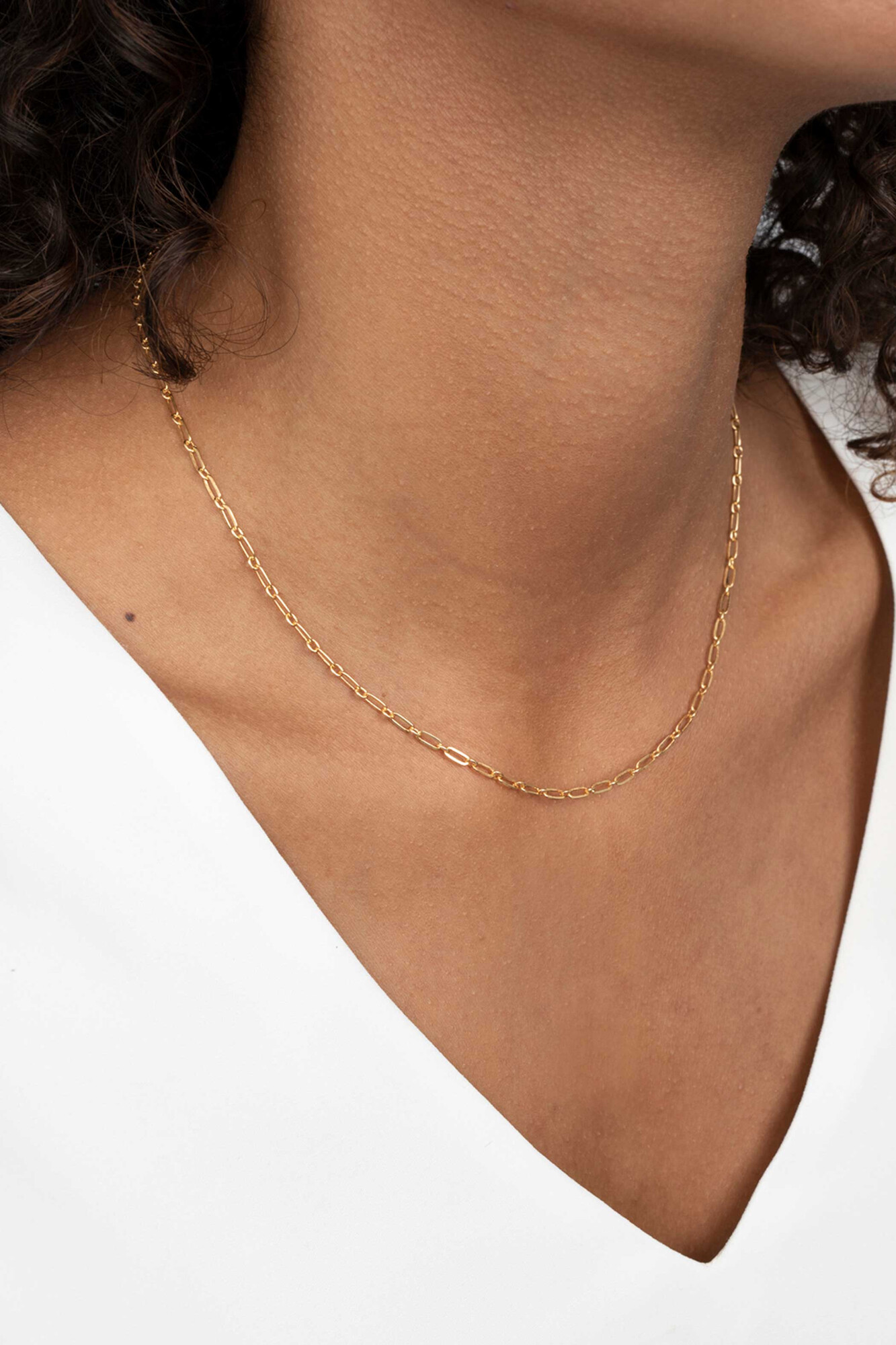 ZINZI silberne Kette 45cm gelb vergoldet mit 'paperclip' Glieder 2,4mm breit ZIC2033G