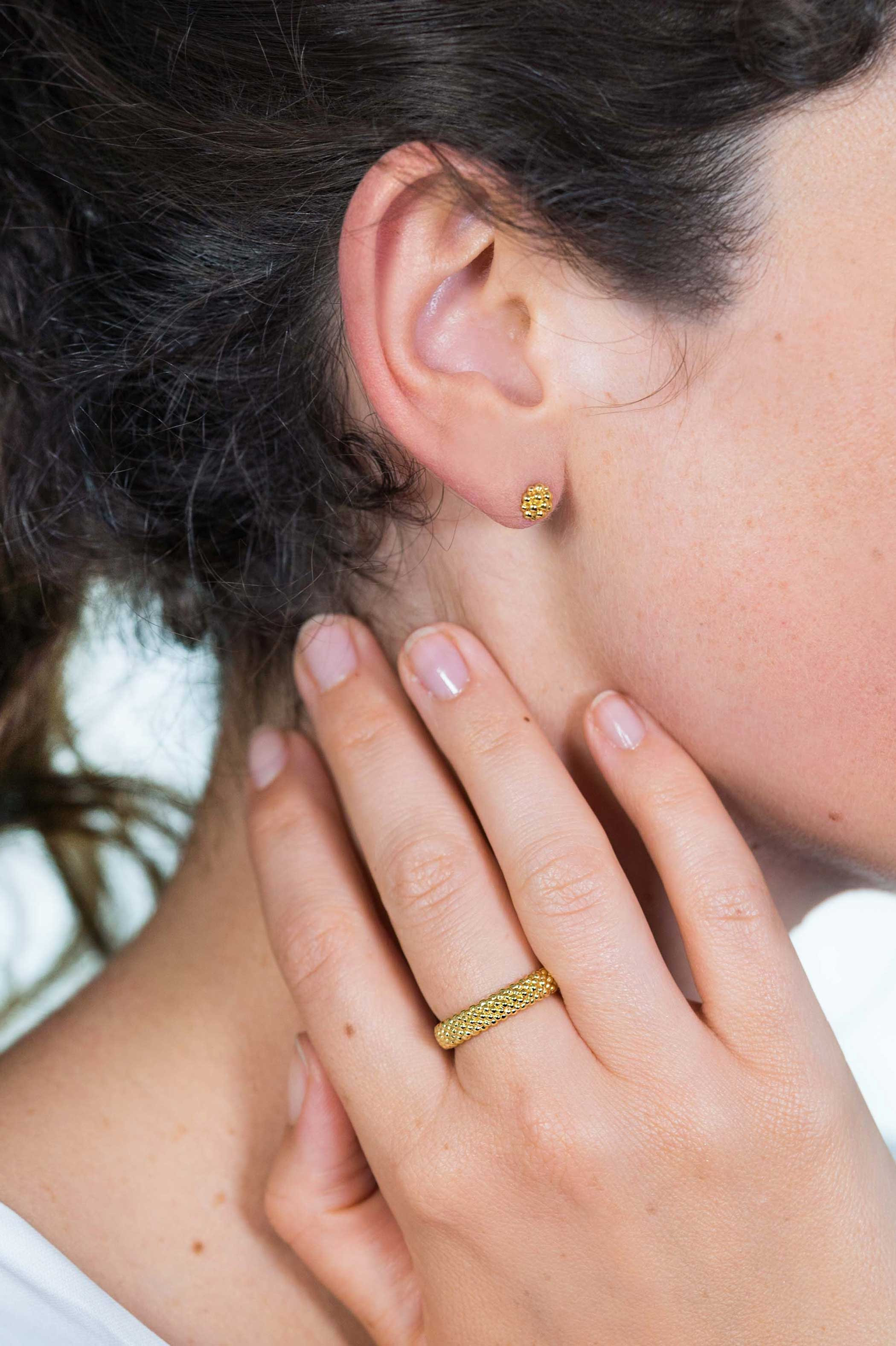 ZINZI silberner Ring gelbvergoldet glitzernde Kugeln ZIR1968G